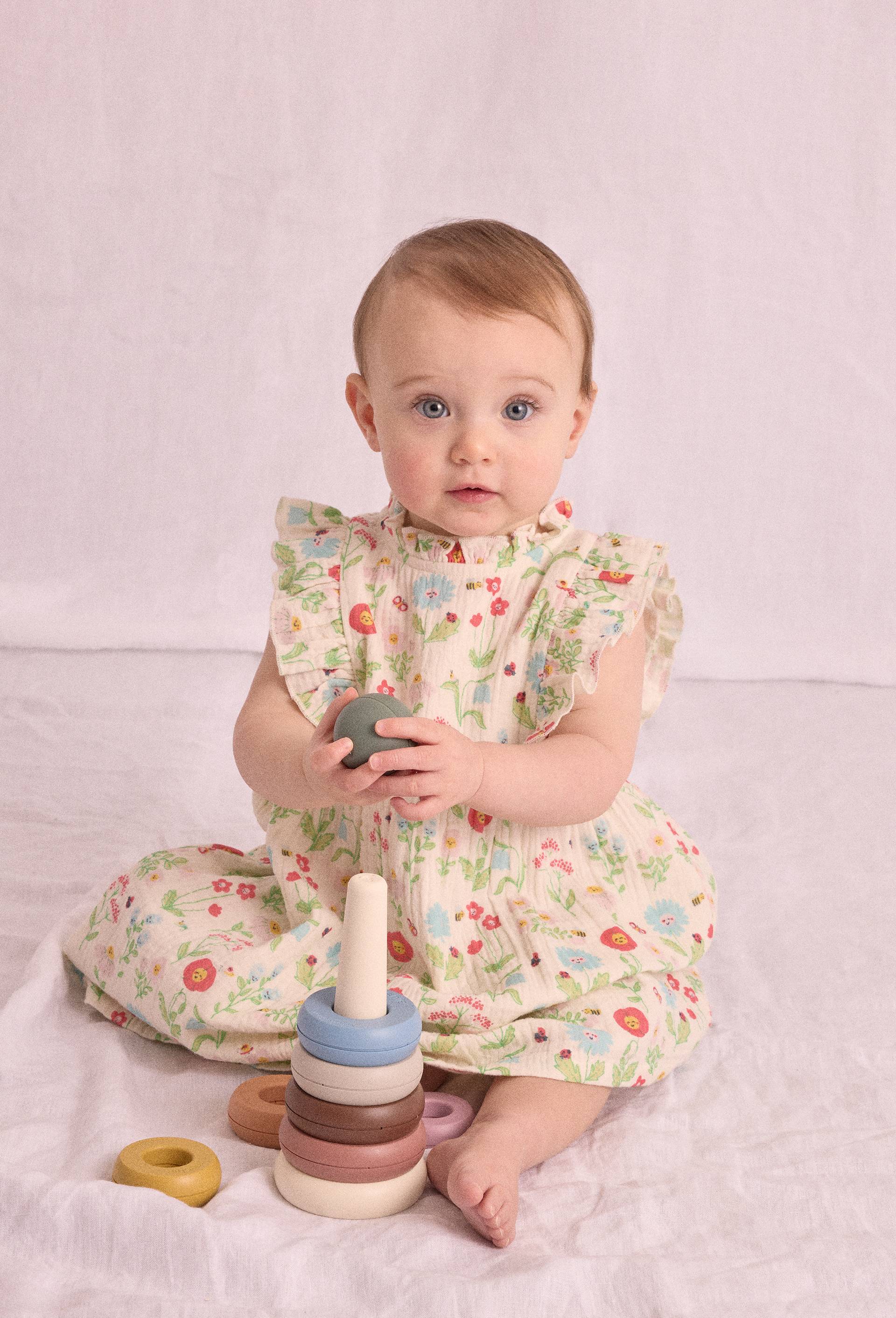 Robe sans manches et bloomer imprimé, Ecru, large image number 0