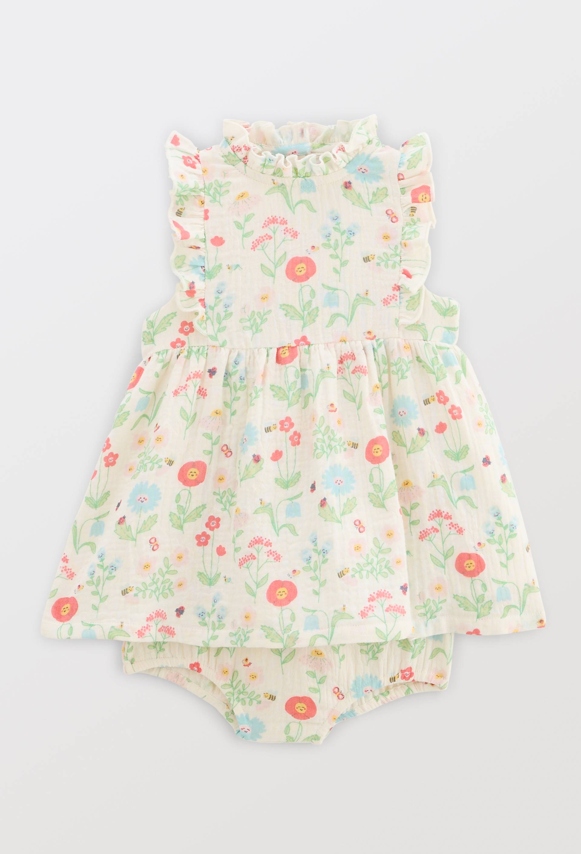 Robe sans manches et bloomer imprimé, Ecru, large image number 1.0