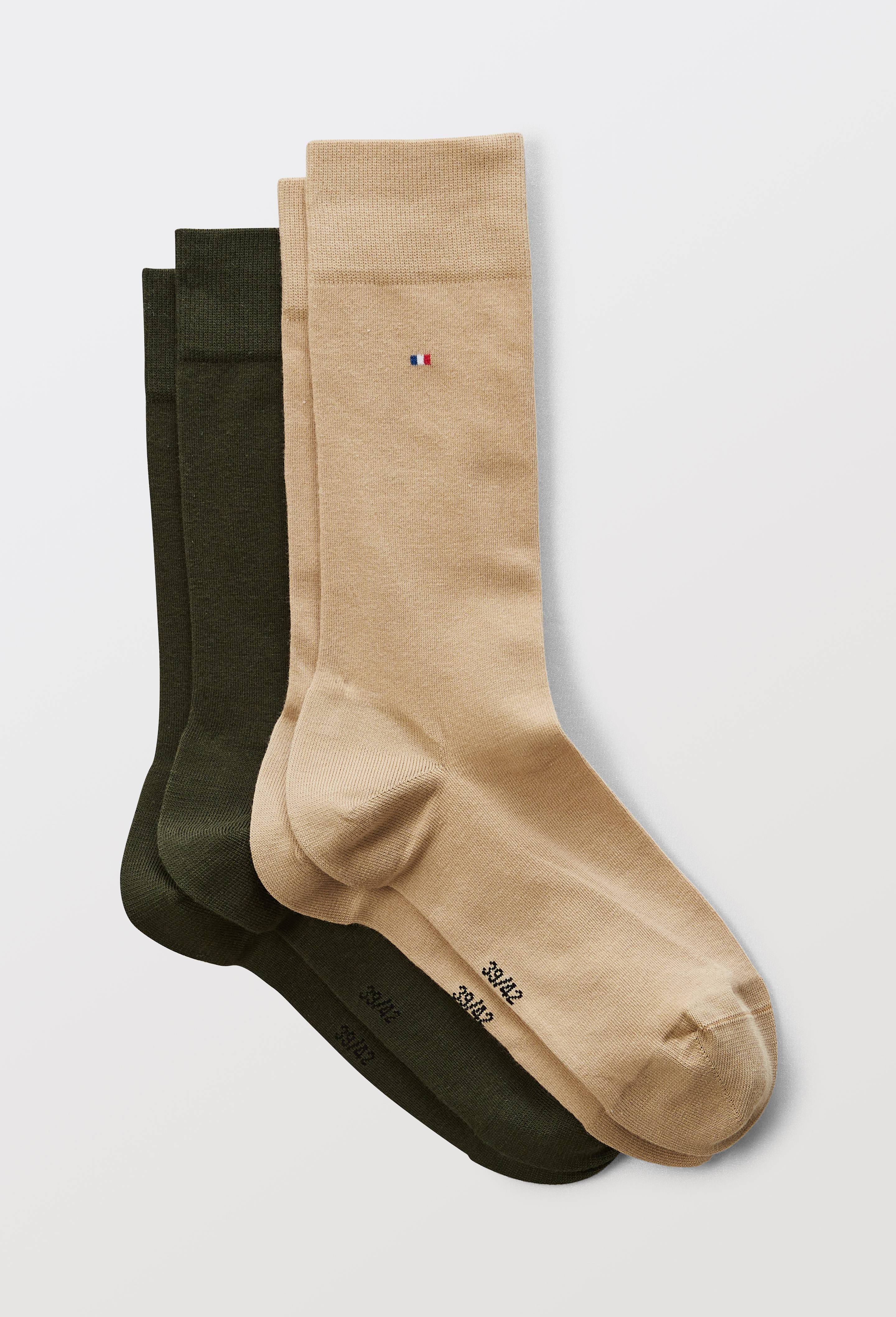 Lot de 2 paires de chaussettes en coton Fabrication Fran&ccedil;aise, Brun clair, large image number 0