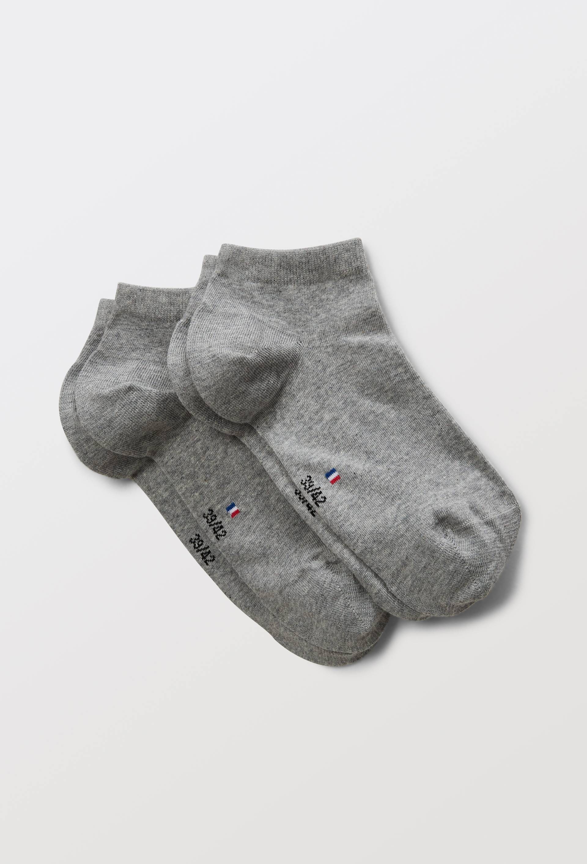 Lot de 2 paires de socquettes en coton Fabrication Française, Gris, swatch image
