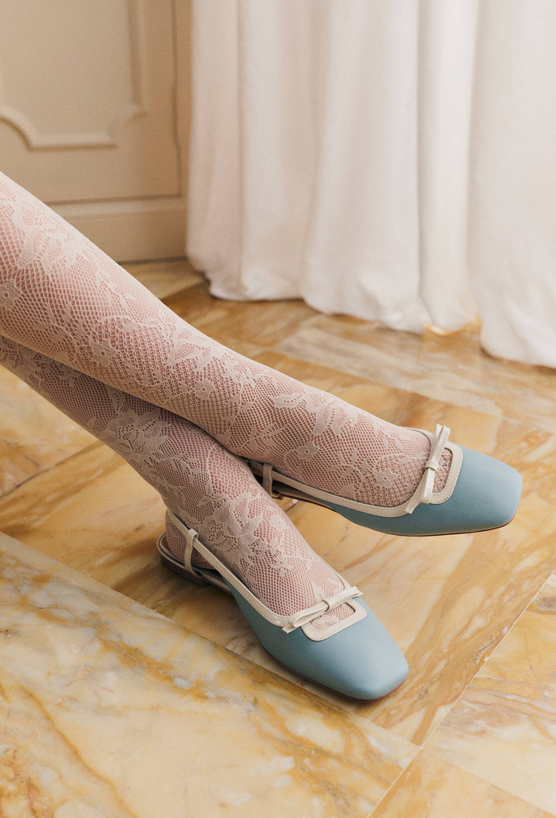 Slingback en cuir, Bleu, large image number 0