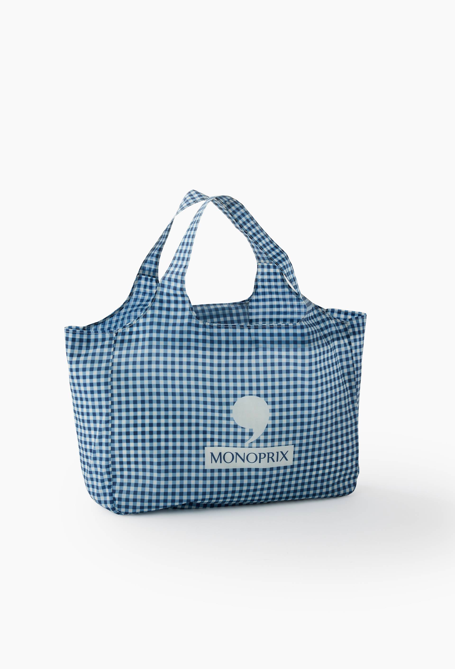 Sac dd imprim&eacute; vichy bleu, 40*11*30cm ,polyester recycl&eacute;, Bleu clair, large image number 0