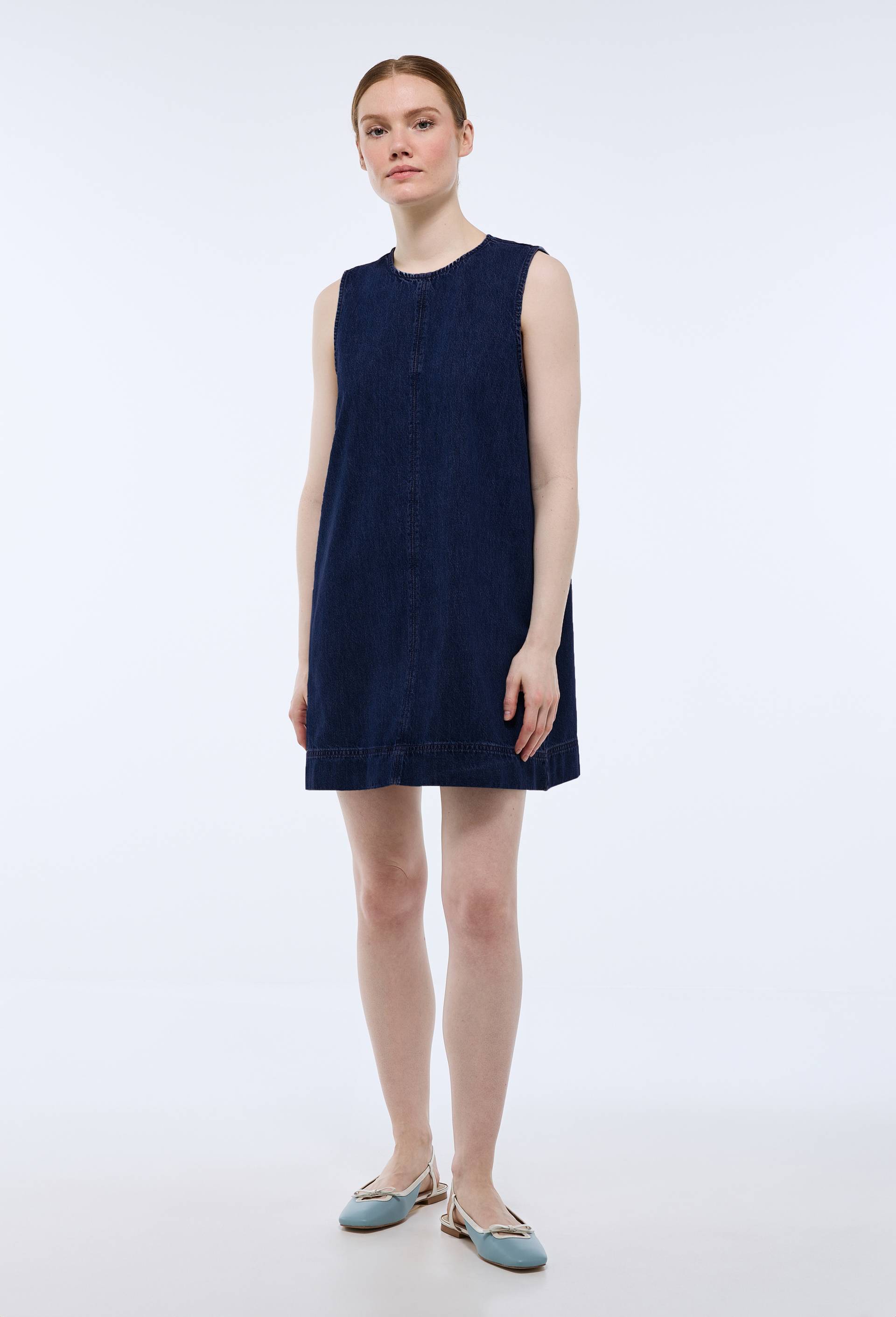 Robe courte en denim en coton BIO GOTS, Bleu fonc&eacute;, swatch image