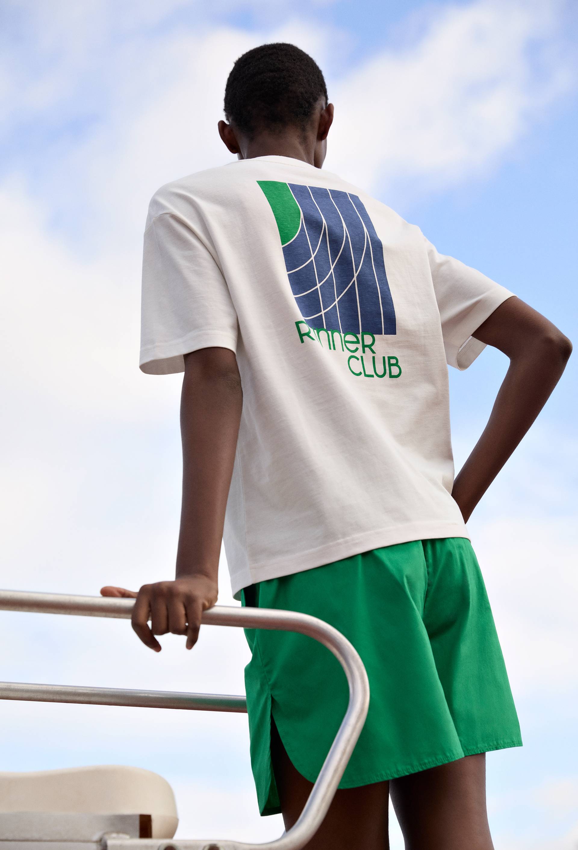 T-shirt manches courtes imprim&eacute; au dos en coton BIO GOTS, Ecru, large image number 0