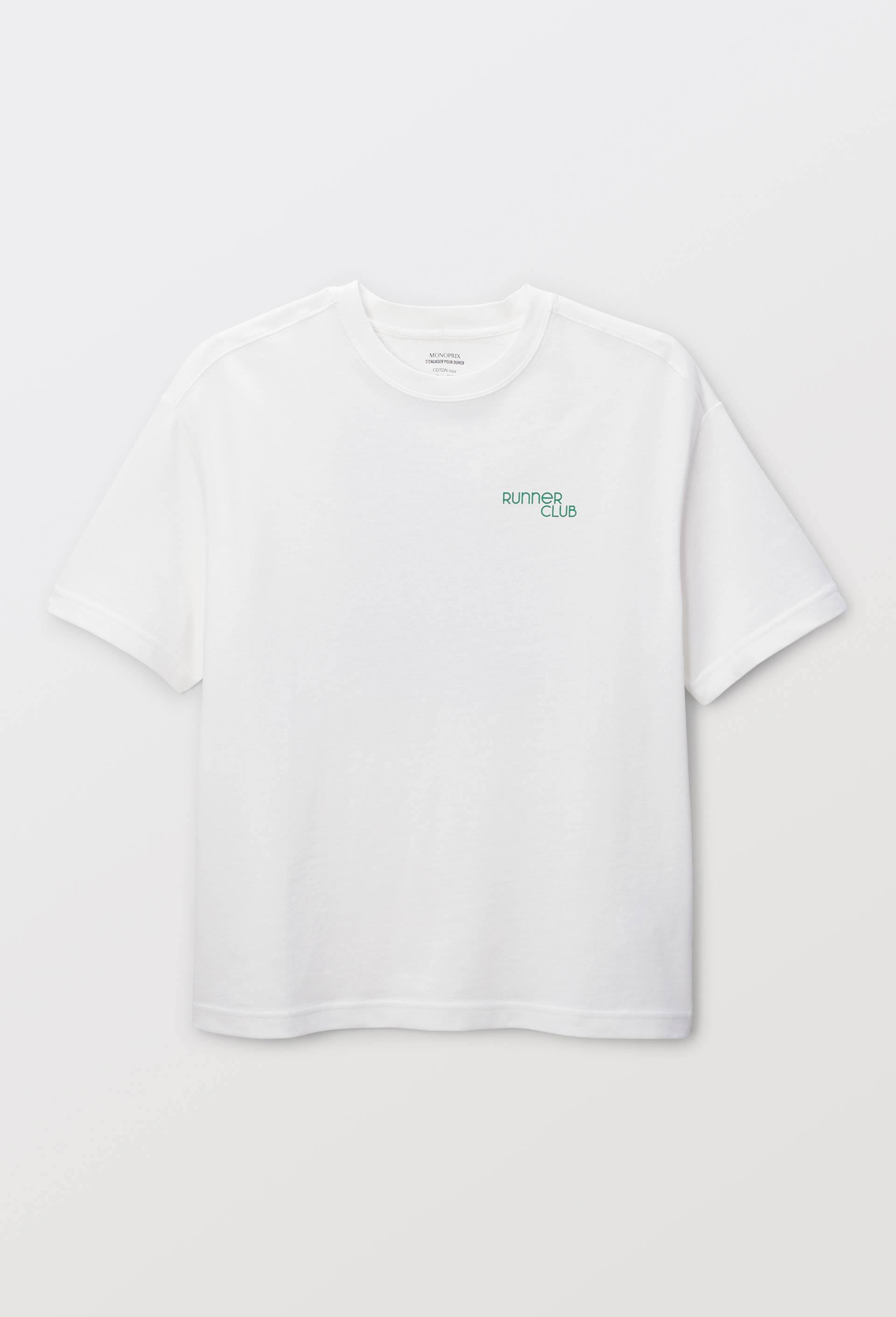 T-shirt manches courtes imprim&eacute; au dos en coton BIO GOTS, Ecru, large image number 4