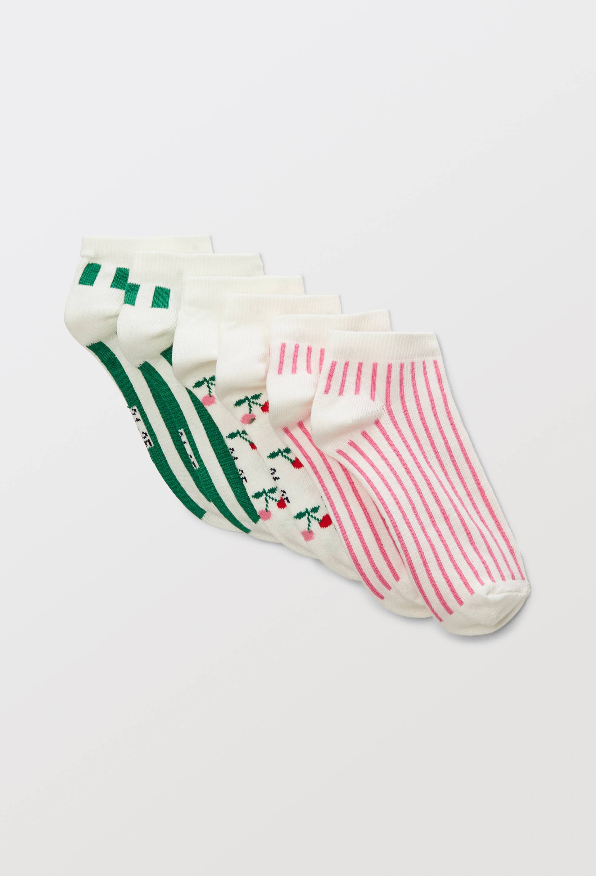 Lot de 3 paires de chaussettes courtes &agrave; motifs contenant du coton BIO, Ecru, large image number 0.0