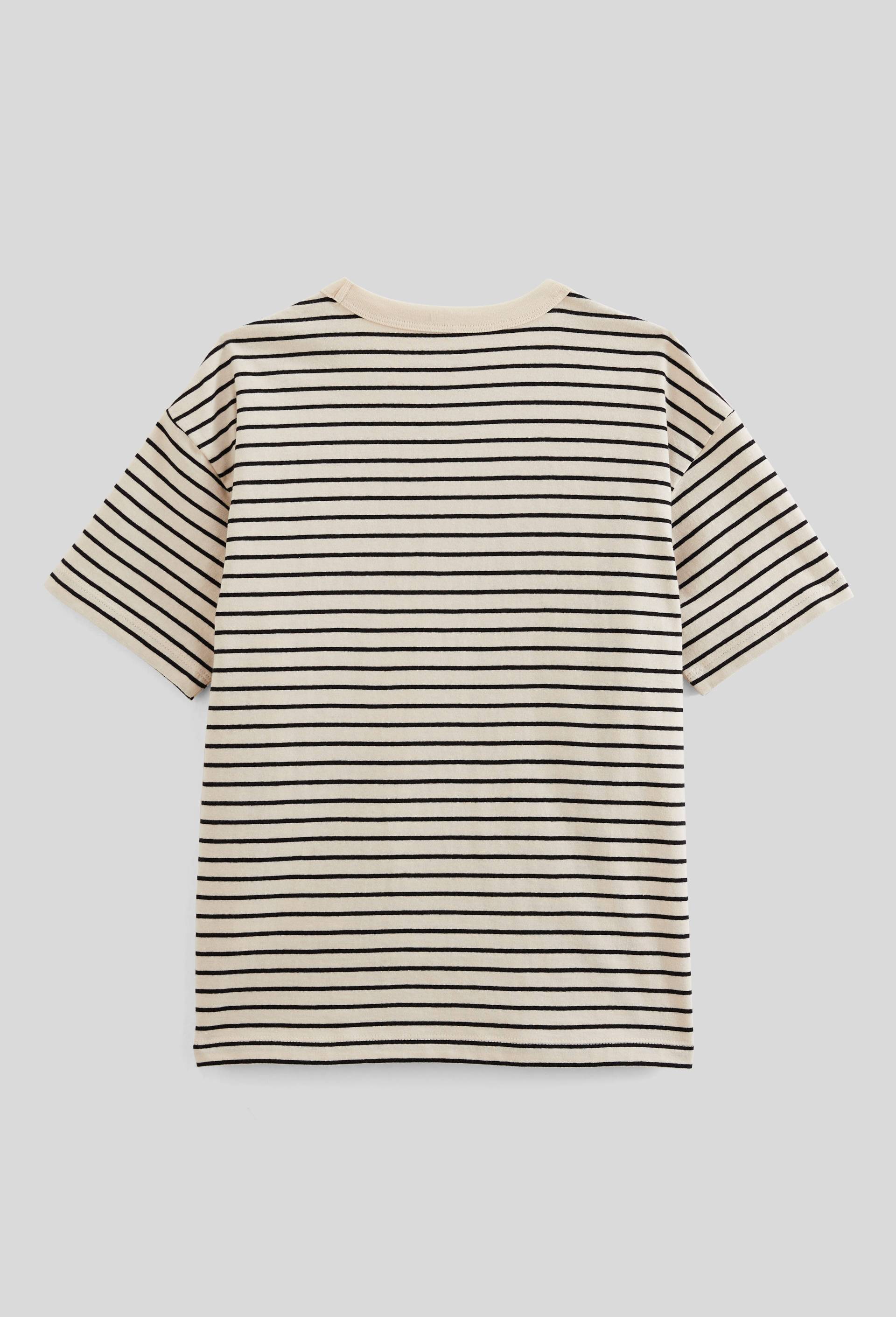 T-shirt manches courtes ray&eacute; en coton BIO GOTS, Beige clair, large image number 1.0