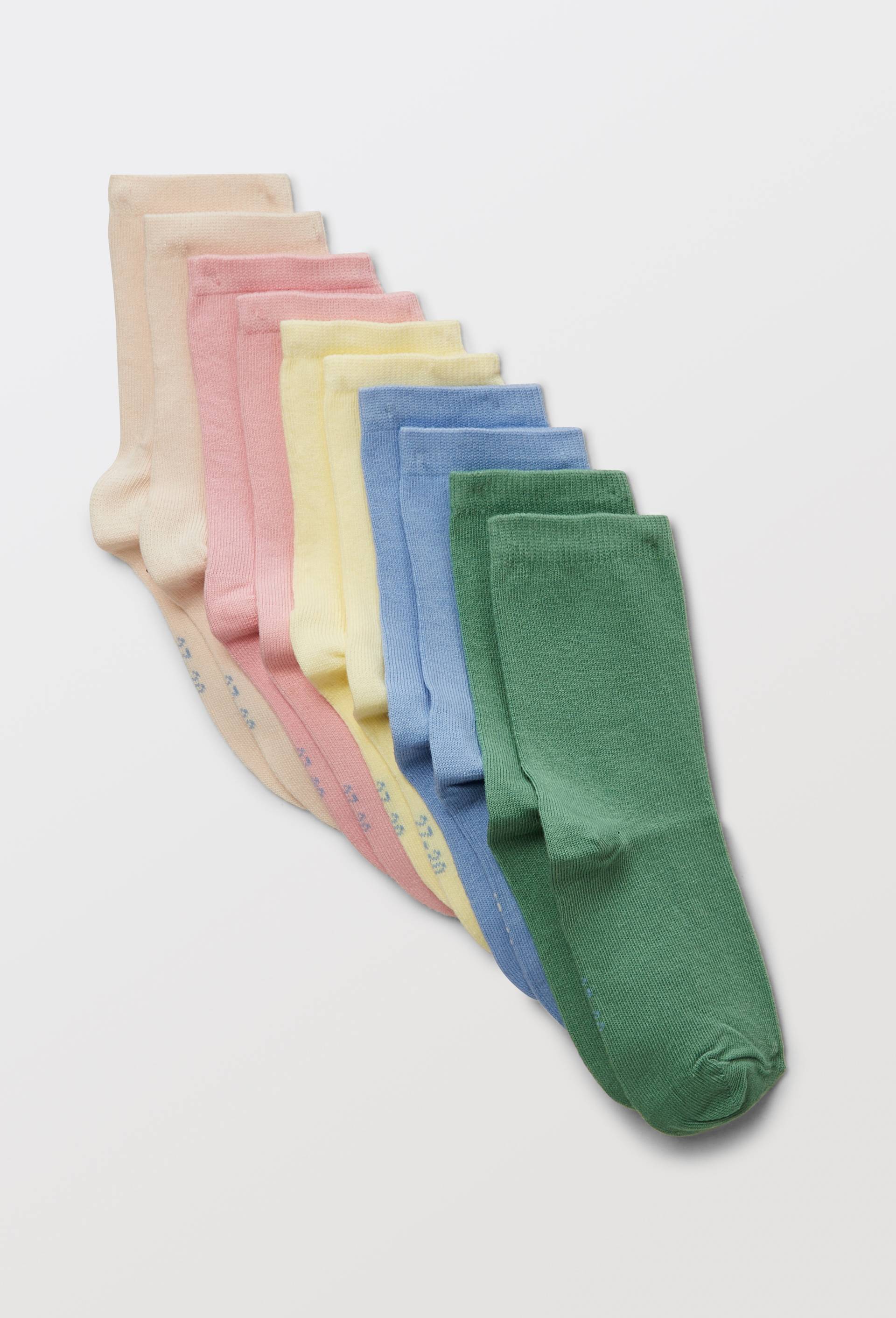 Lot de 5 paires de chaussettes unies contenant du coton BIO, Jaune clair, swatch image