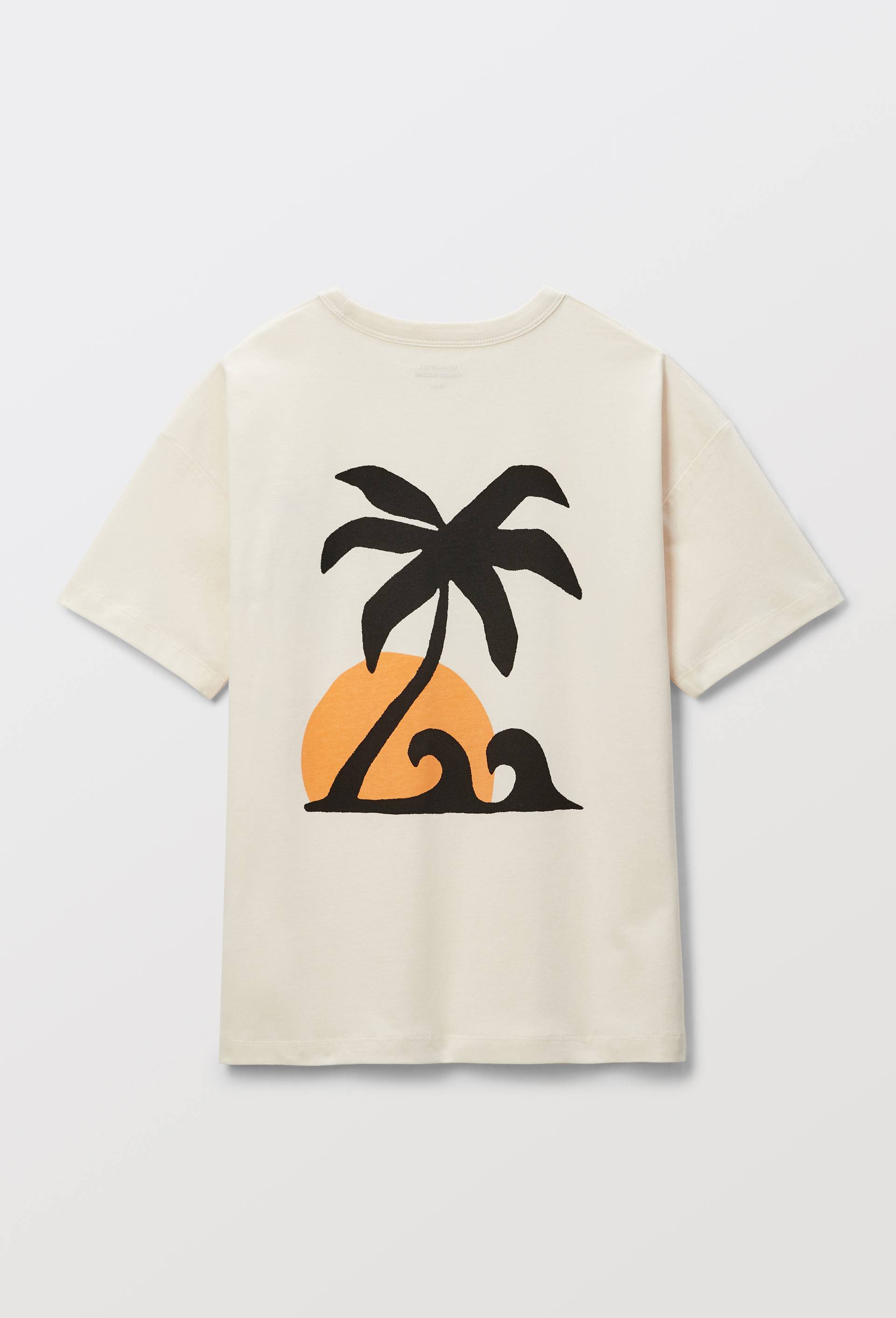 T-shirt manches courtes imprim&eacute; poitrine et dos en coton BIO GOTS, Beige clair, large image number 5