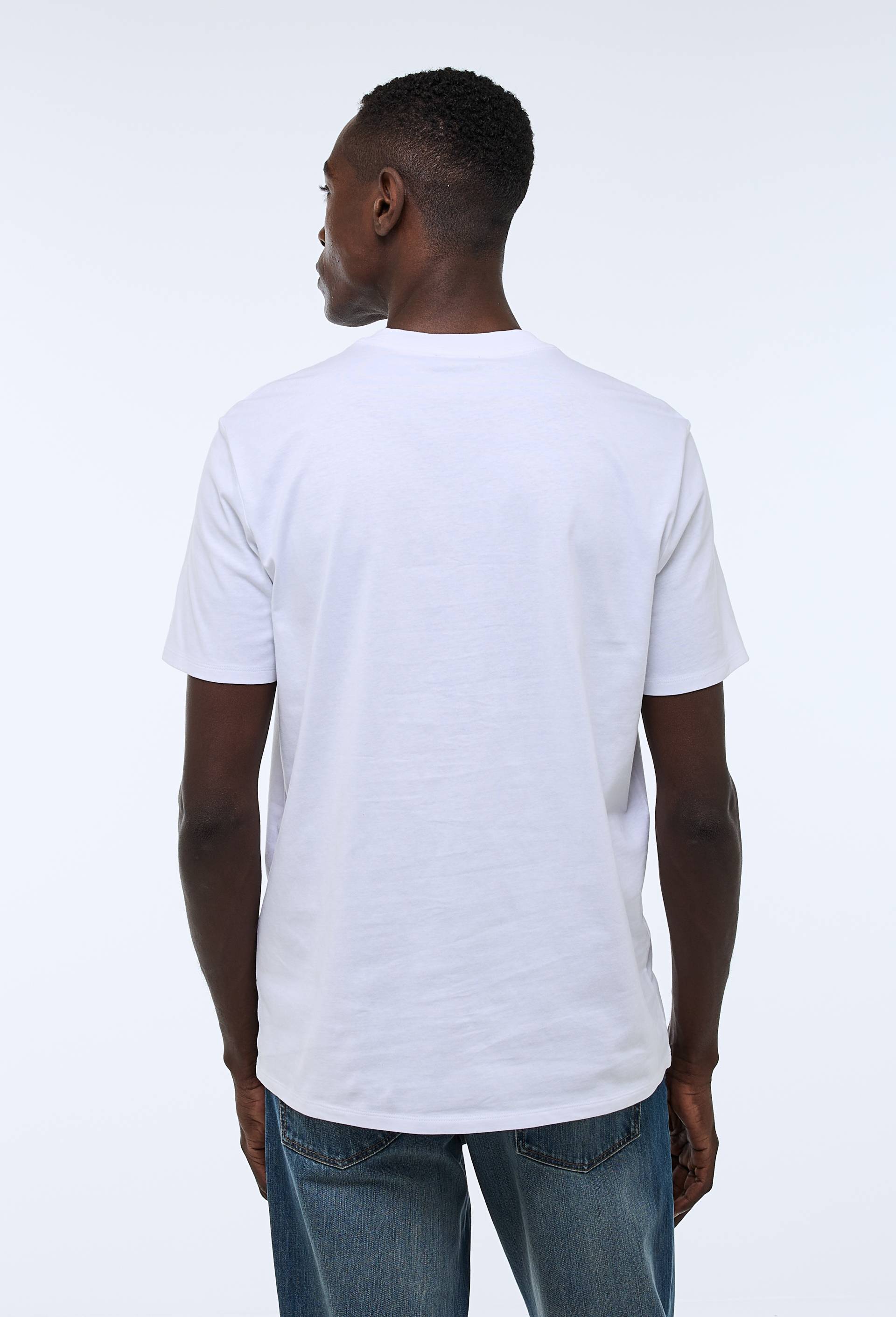 T-shirt brodé col rond manches courtes en coton BIO GOTS, Blanc, large image number 1.0