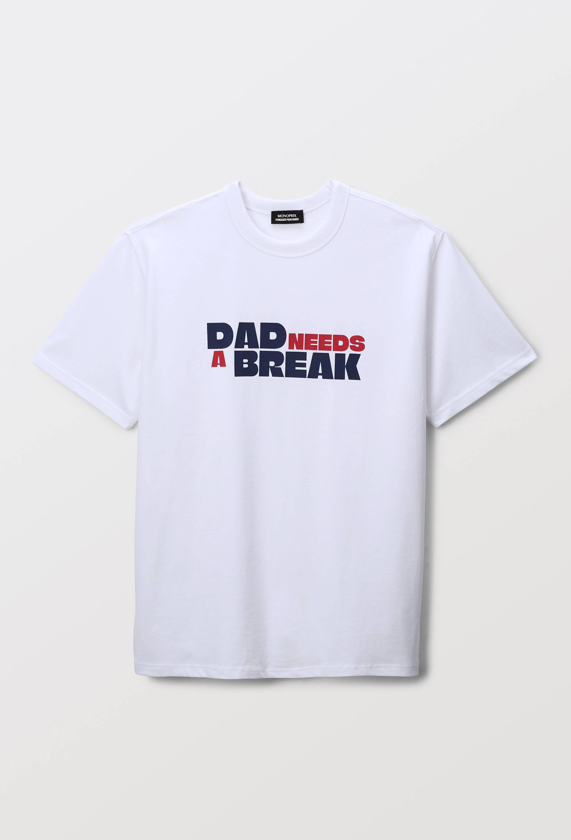 T-shirt col rond manches courtes à message en coton BIO GOTS, Blanc, large image number 3