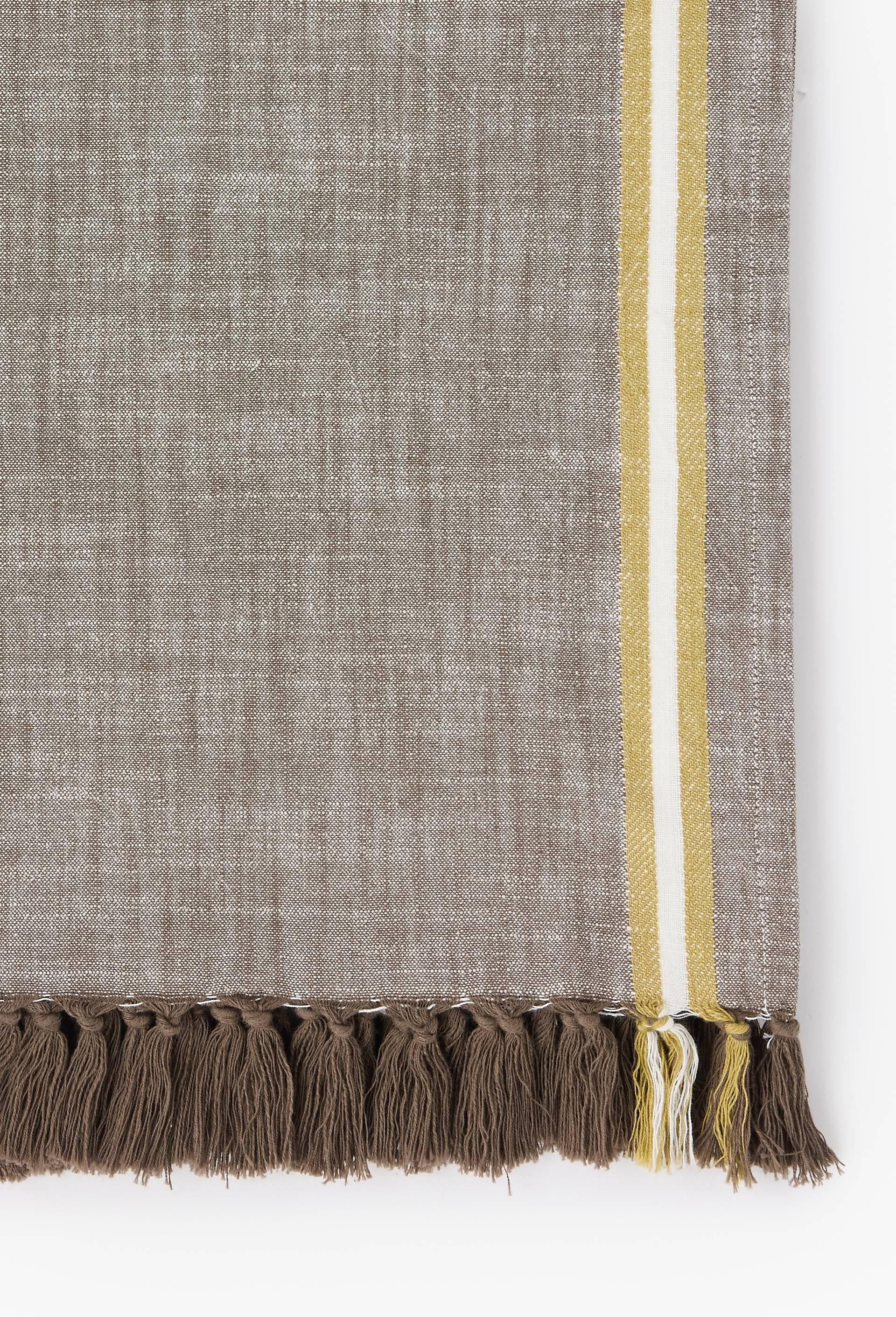 Fouta chin&eacute;e &agrave; franges, 100x180cm, 100% coton bio, Vert fonc&eacute;, large image number 1.0