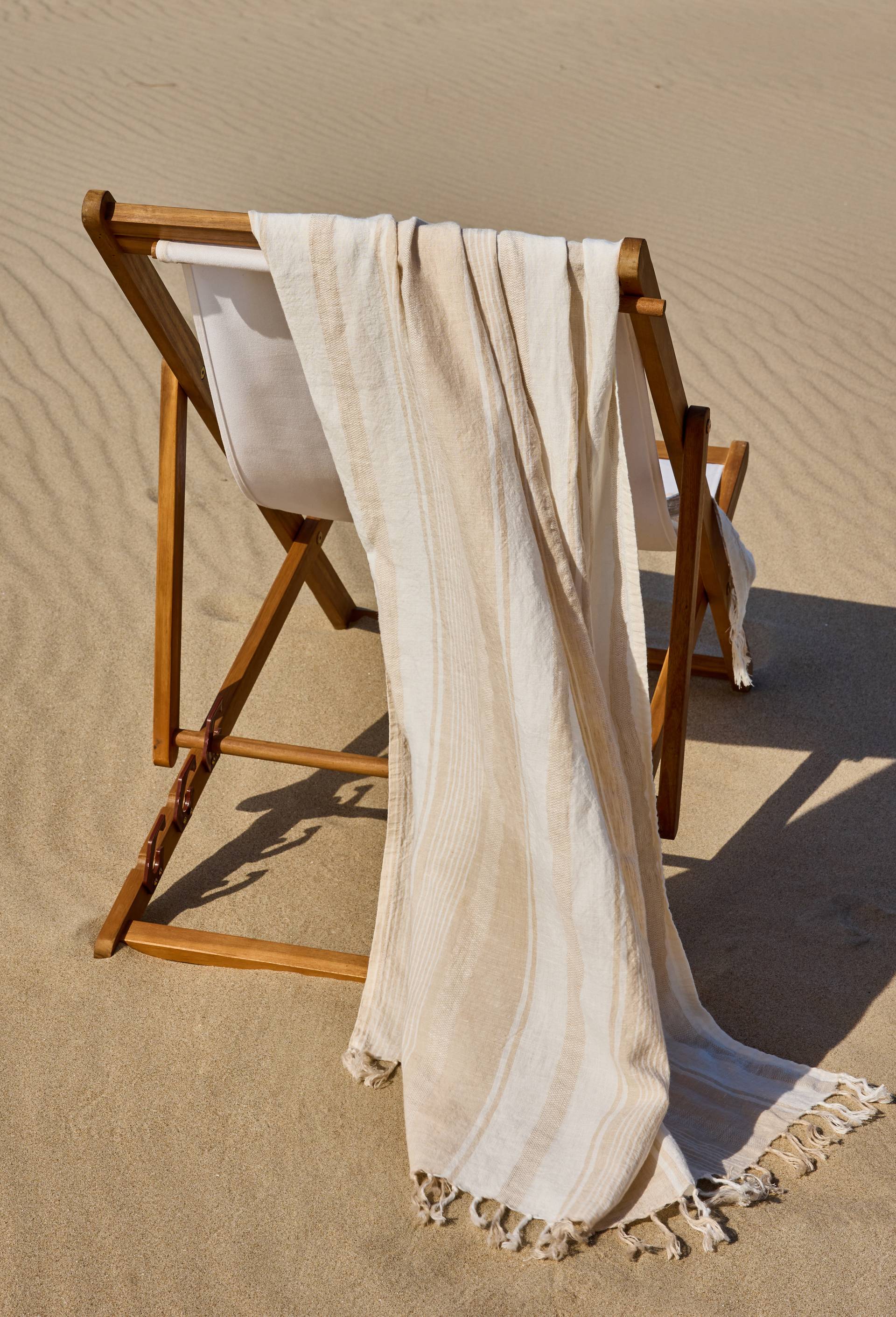 Fouta, 100x180cm, 100% lin, Beige, large image number 2