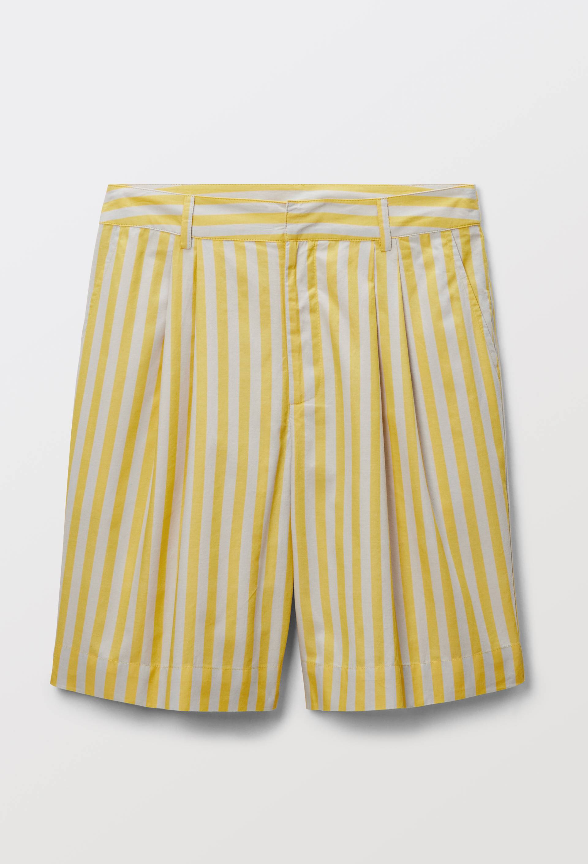 Short ray&eacute; en coton, Jaune, large image number 4