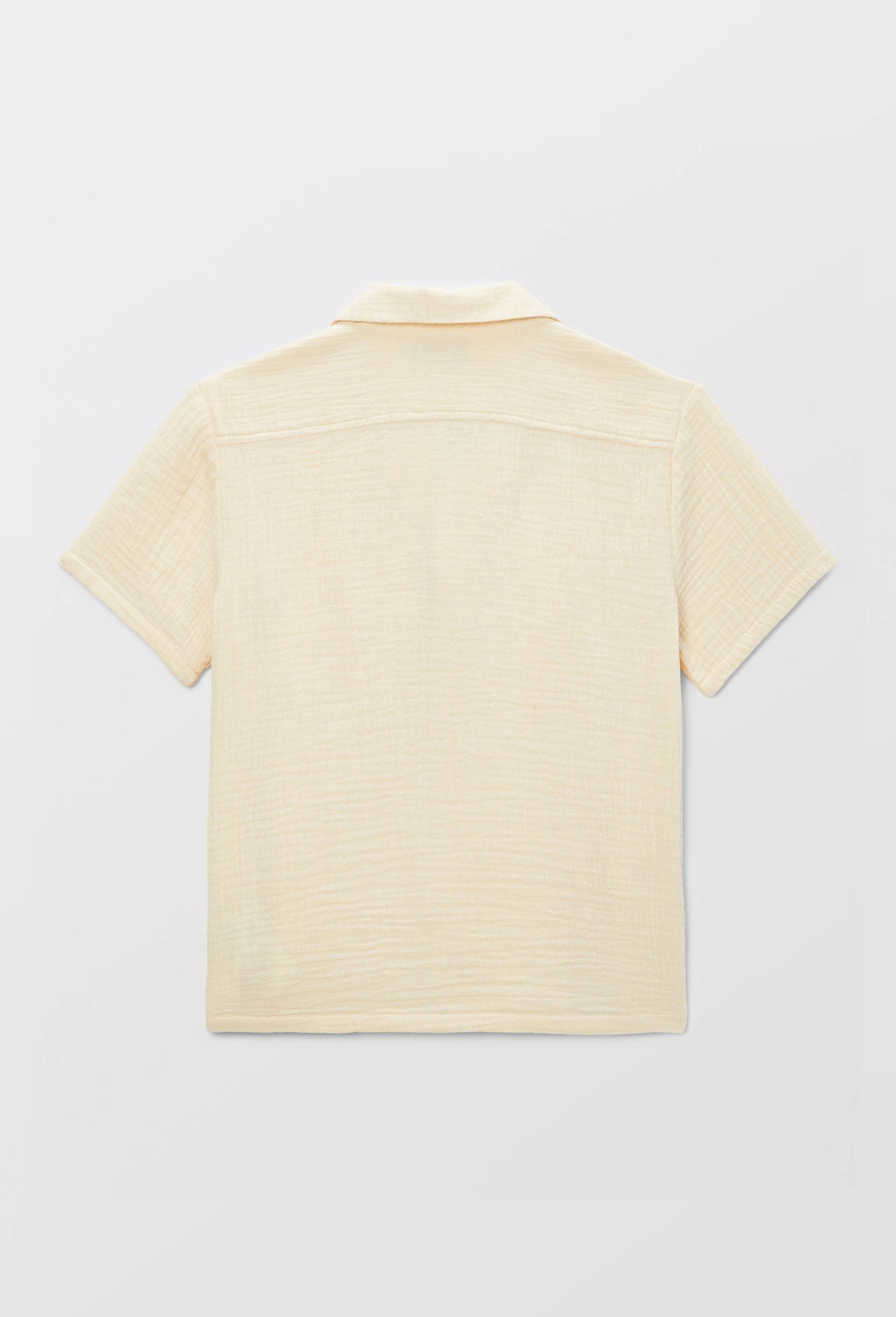 Chemise manches courtes unie en gaze de coton BIO GOTS, Beige clair, large image number 3.0