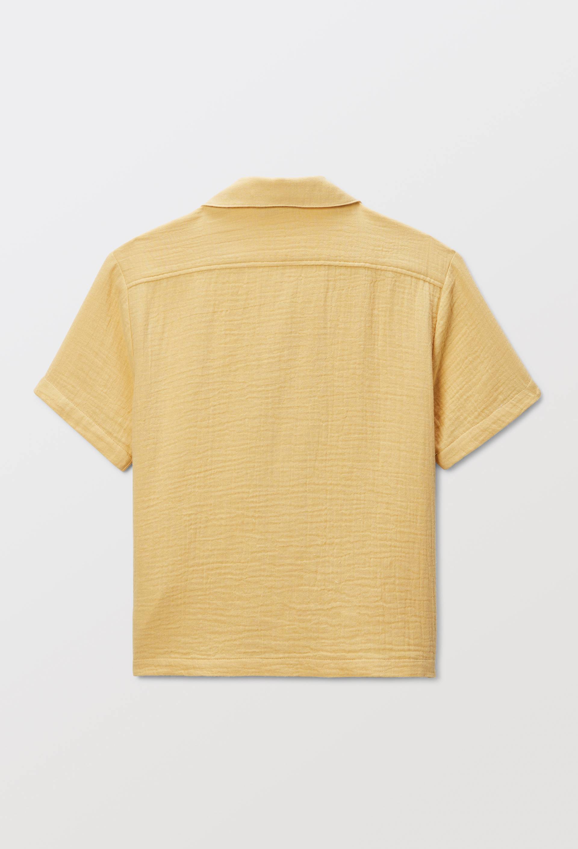 Chemise manches courtes unie en gaze de coton BIO GOTS, Jaune clair, large image number 3