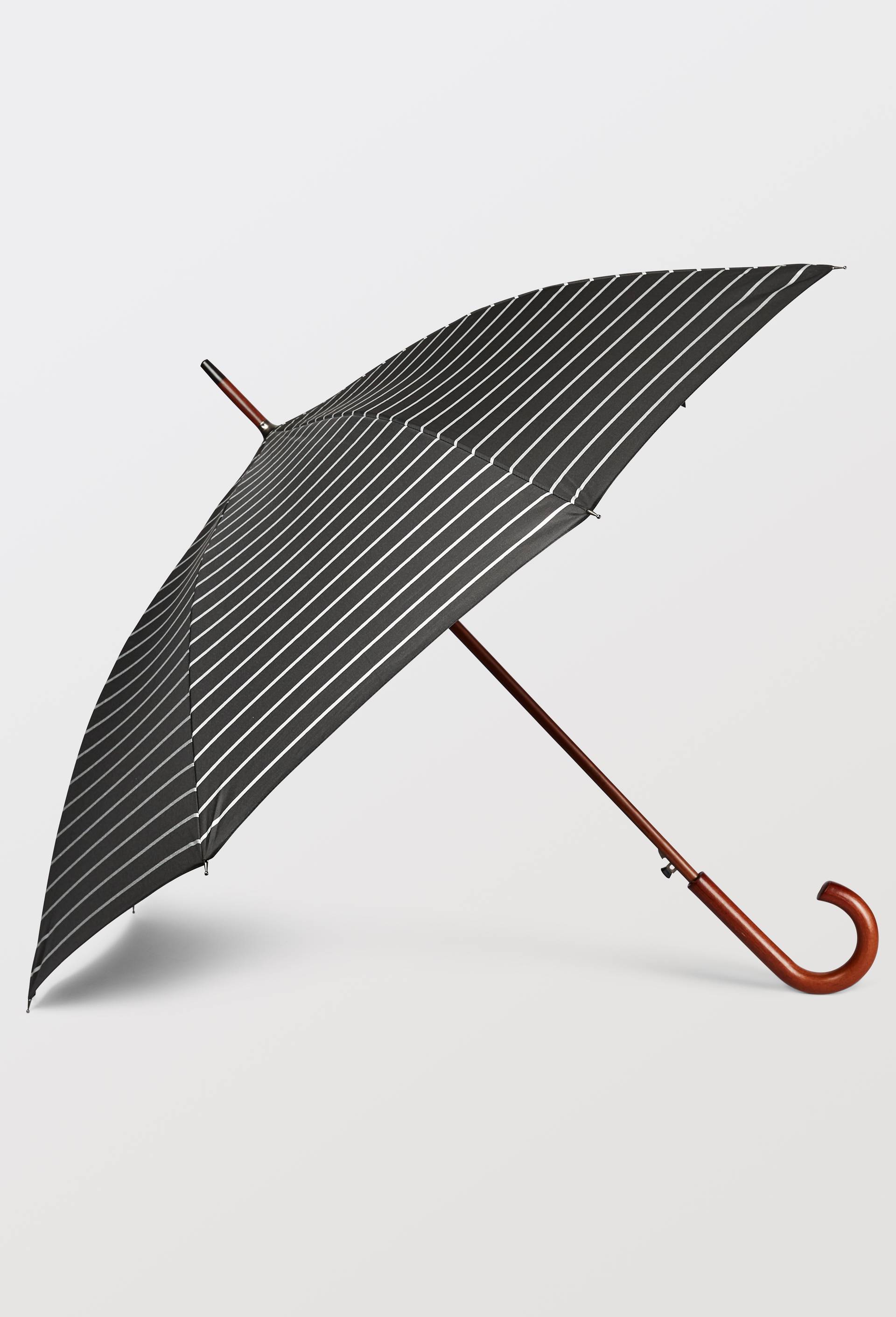 Parapluie canne automatique grand format &agrave; rayures, Argent, large image number 1.0