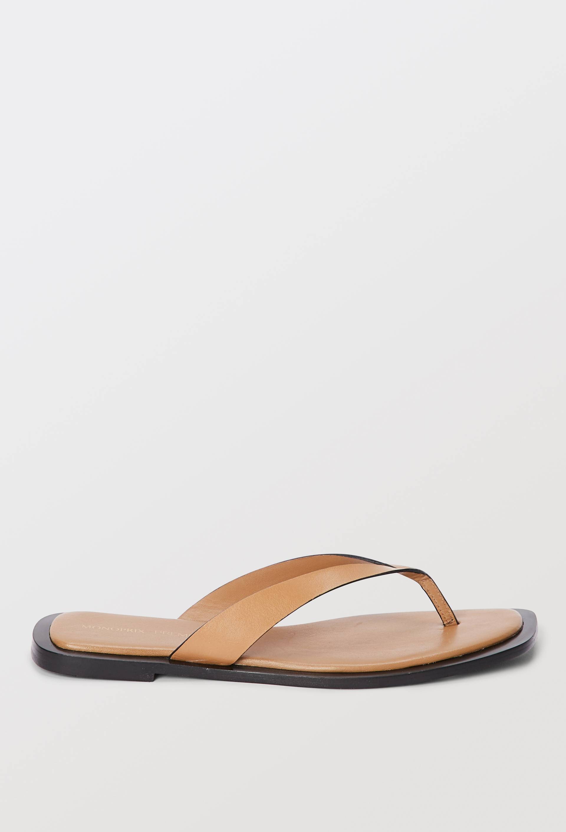 Tongs en cuir, Beige, large image number 0