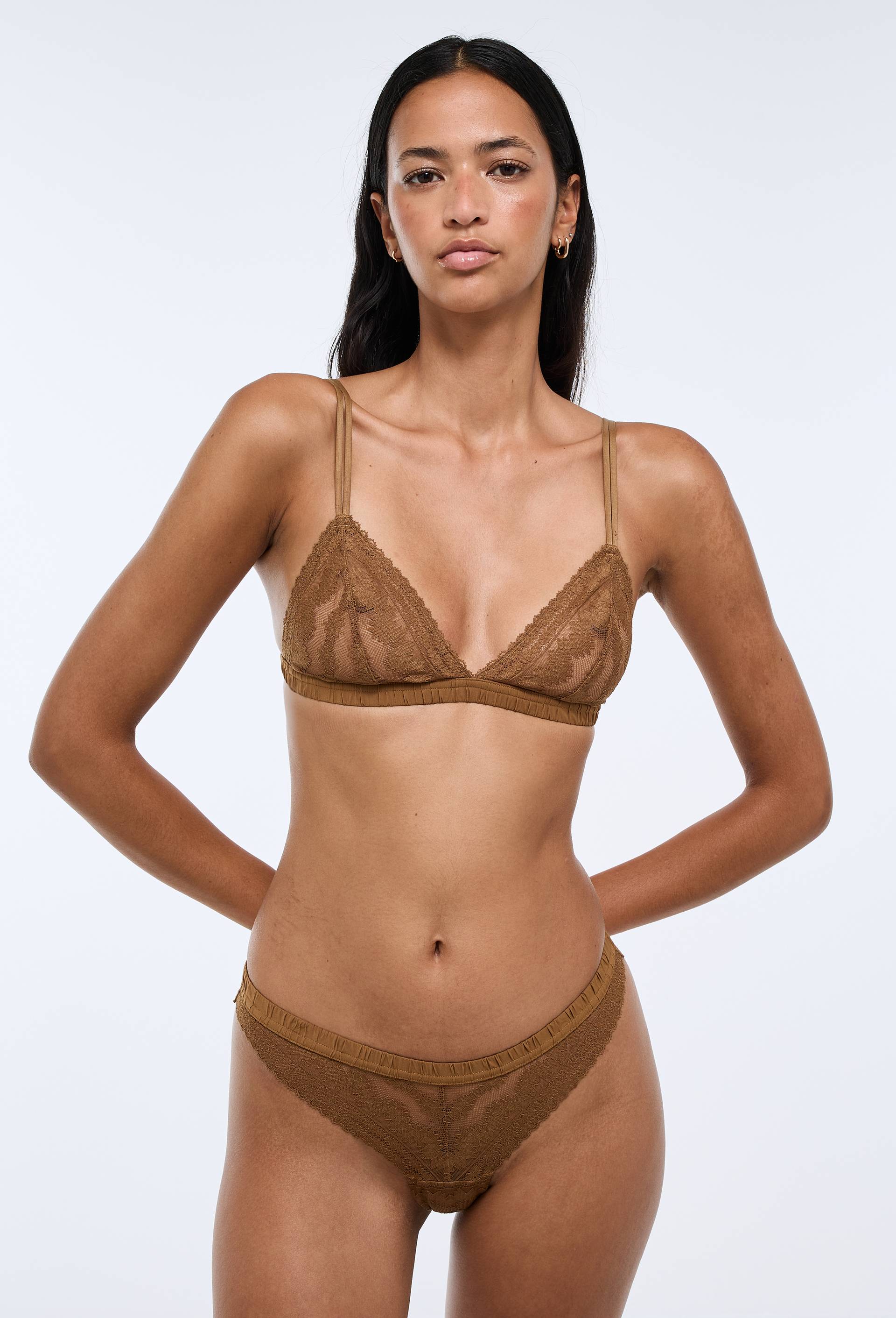 Tanga IMANY en dentelle, Beige, large image number 0