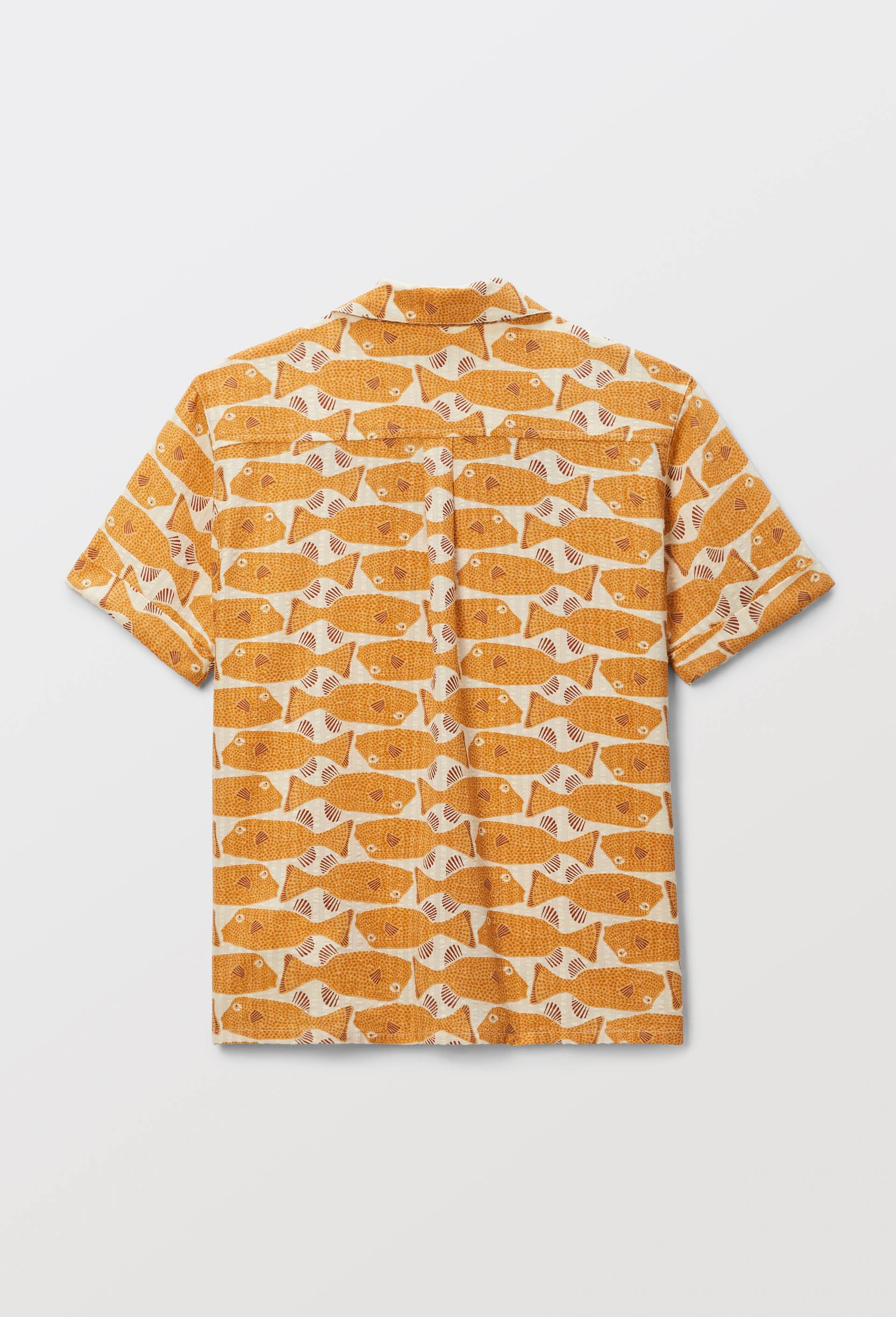 Chemise manches courtes imprim&eacute;e en coton BIO GOTS, Jaune, large image number 5