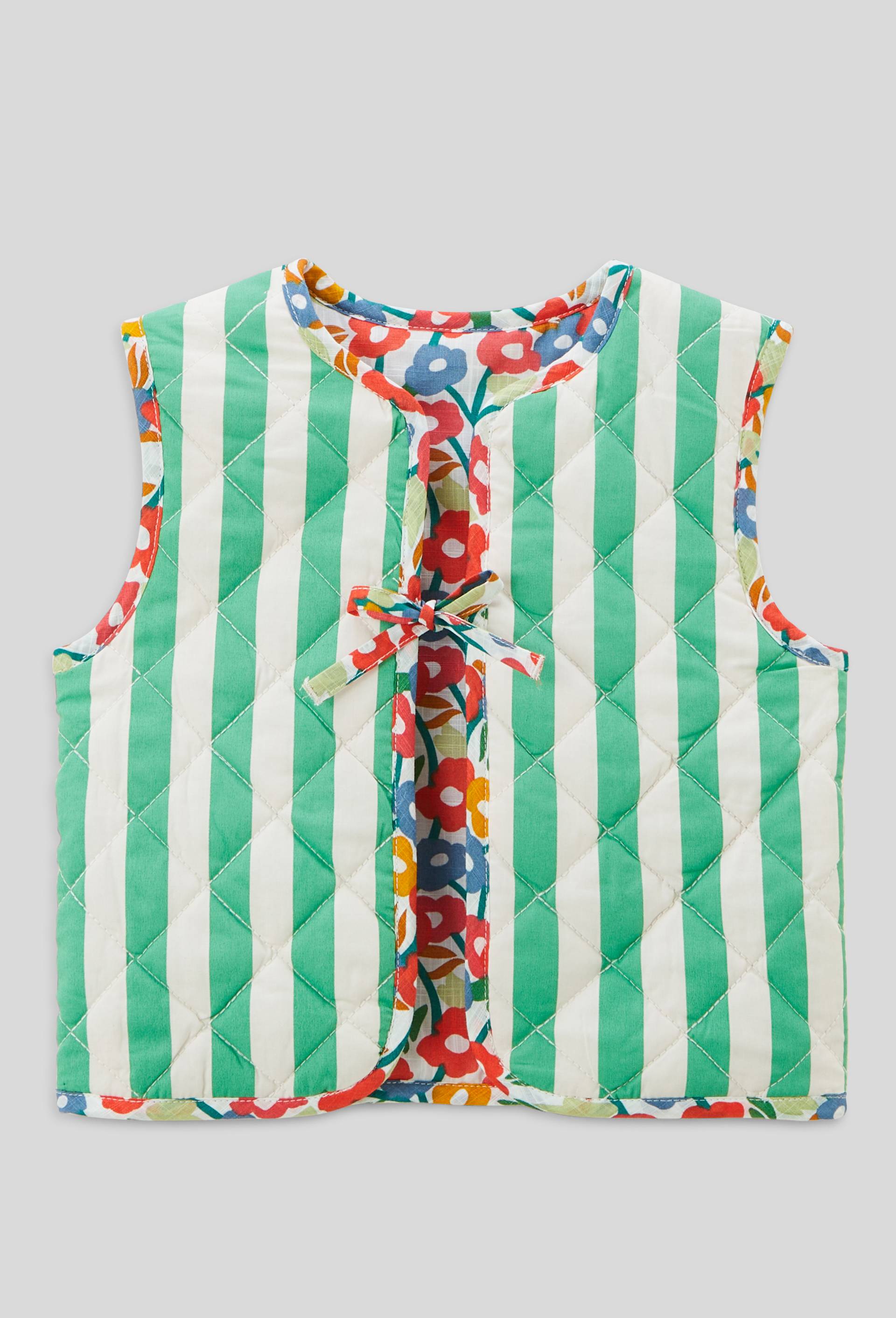 Gilet sans manches r&eacute;versible ray&eacute; et imprim&eacute;, Vert, large image number 6