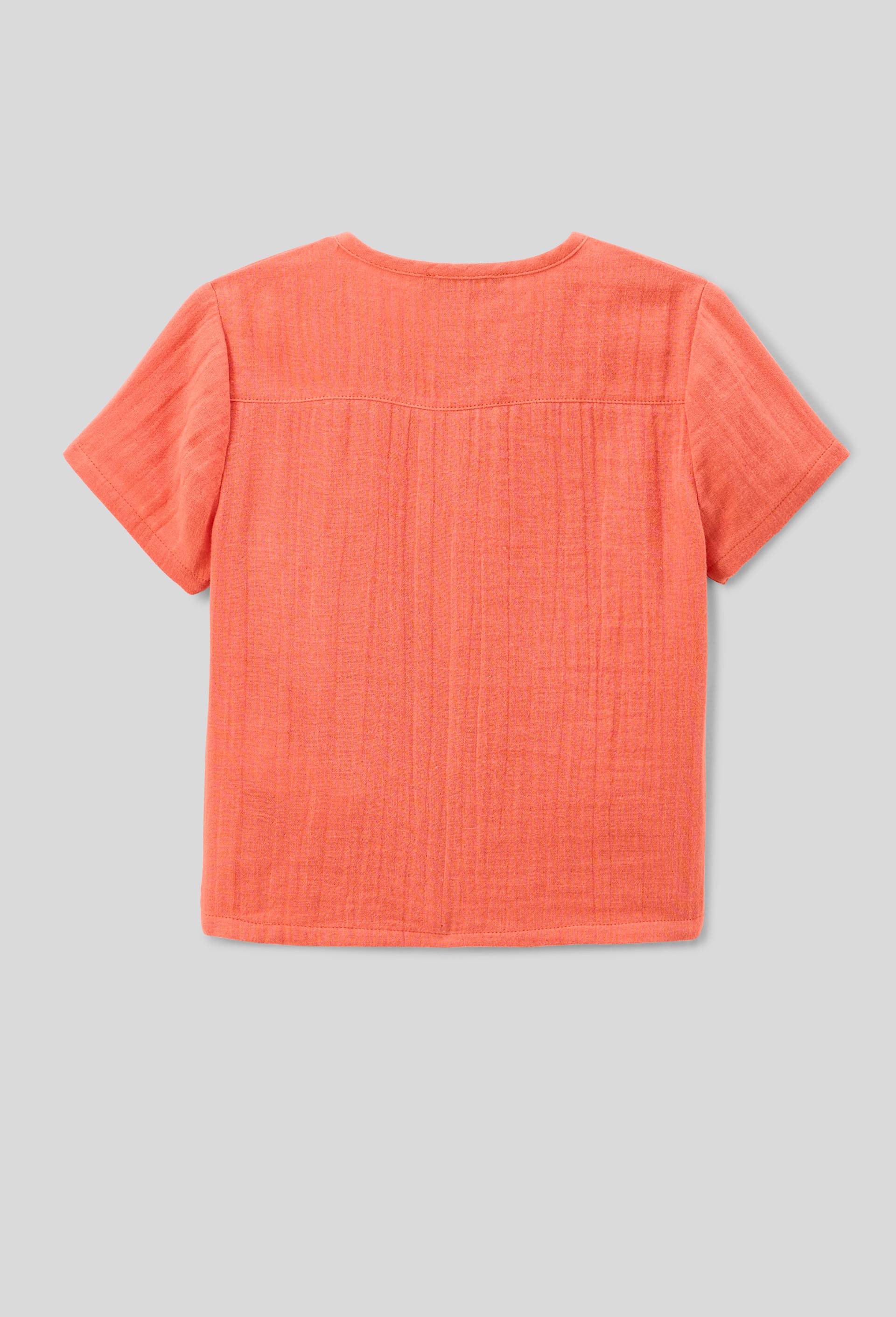 Chemise manches courtes col mao en coton BIO GOTS, Orange fonc&eacute;, large image number 1