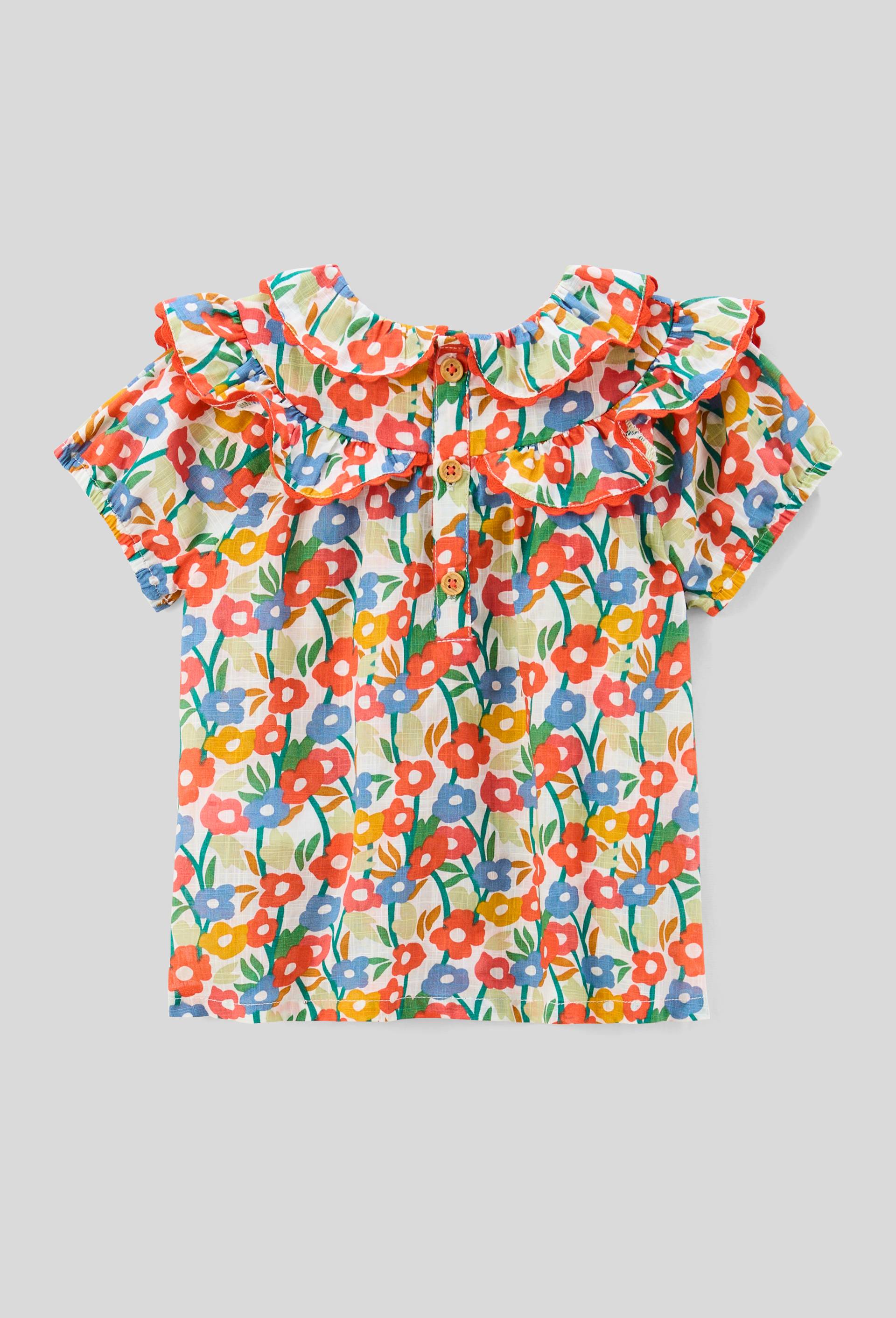 Blouse manches courtes imprim&eacute;e en coton BIO GOTS, Ecru, large image number 1