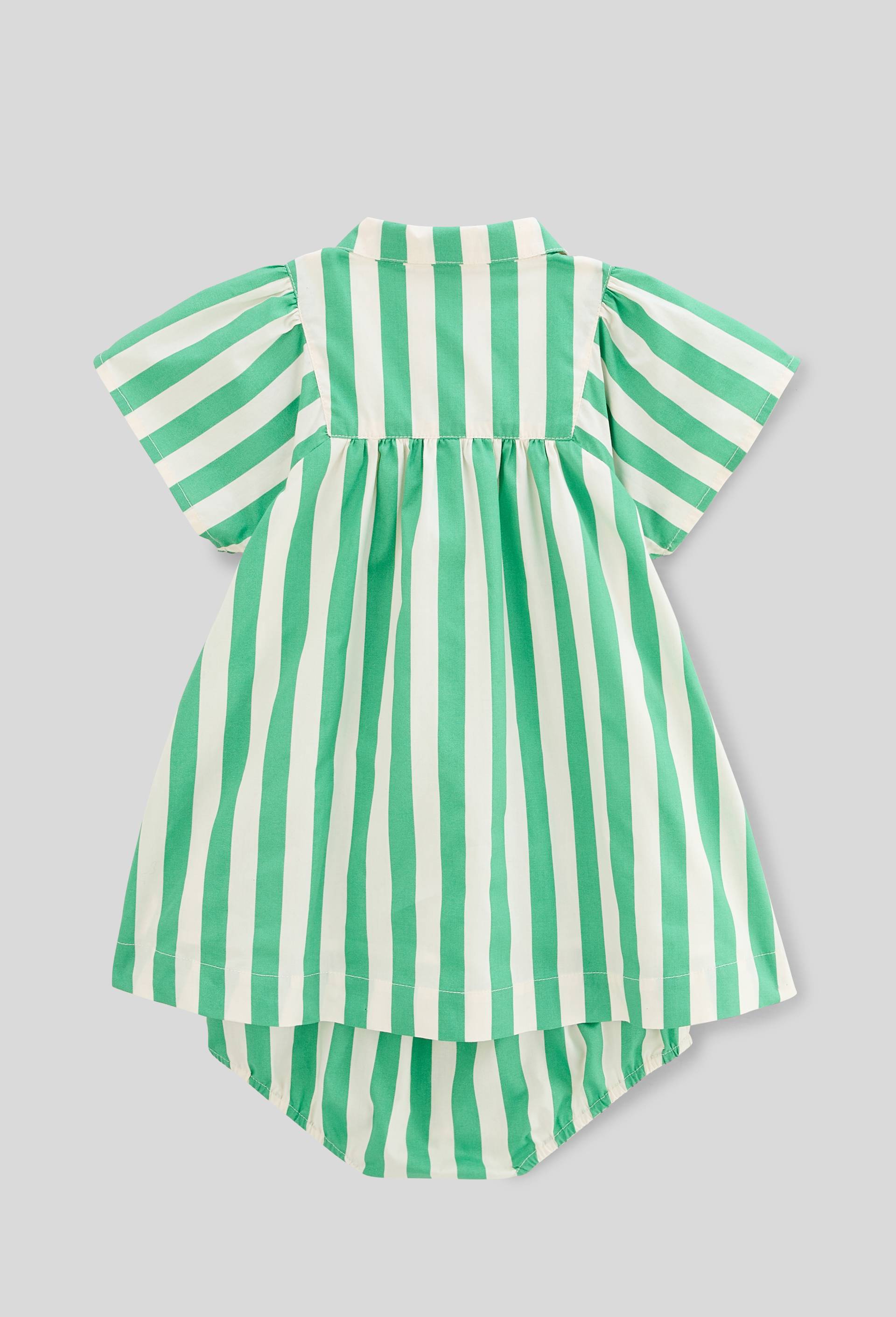 Robe avec bloomer rayés en coton BIO GOTS, Vert, large image number 1