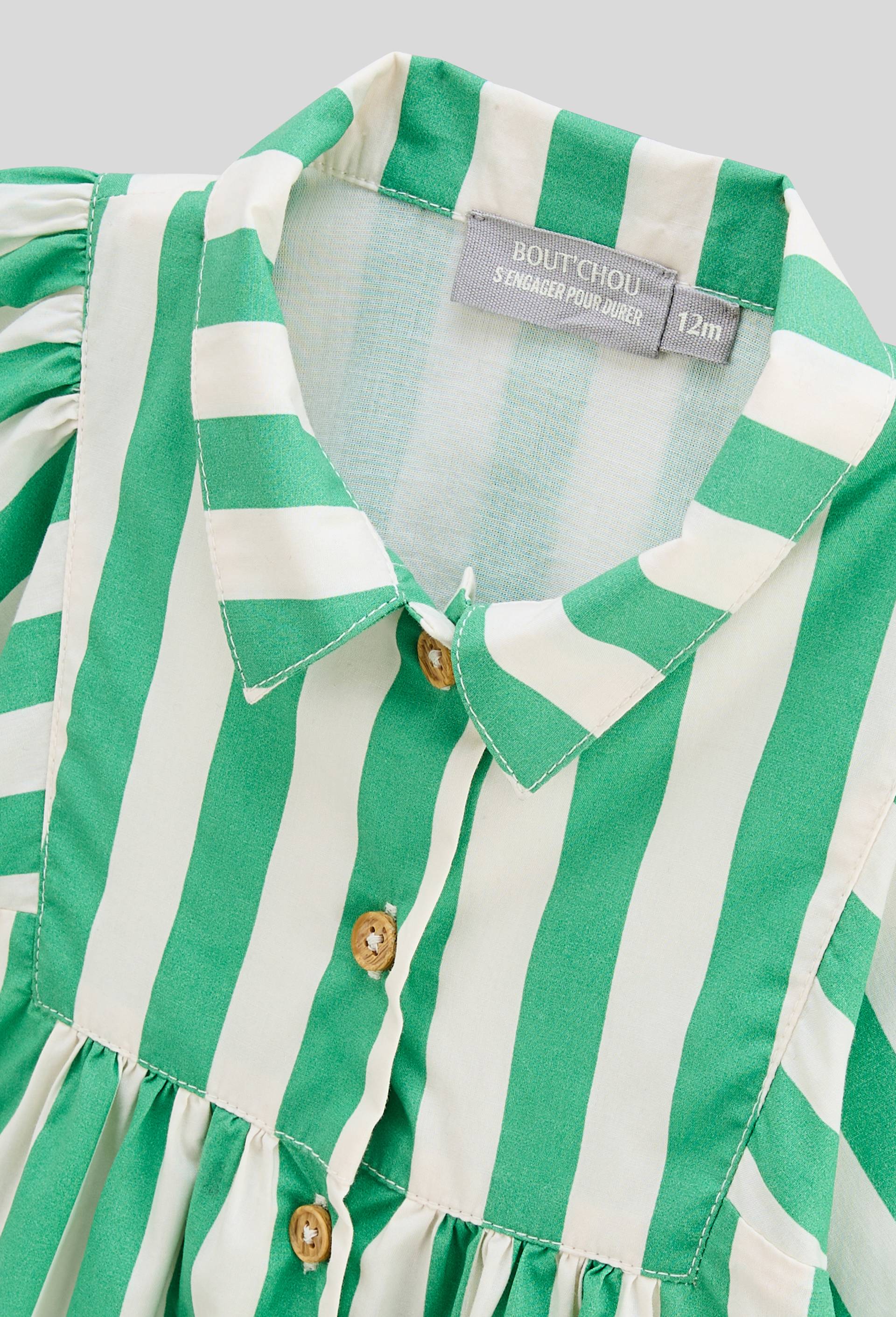 Robe avec bloomer rayés en coton BIO GOTS, Vert, large image number 2