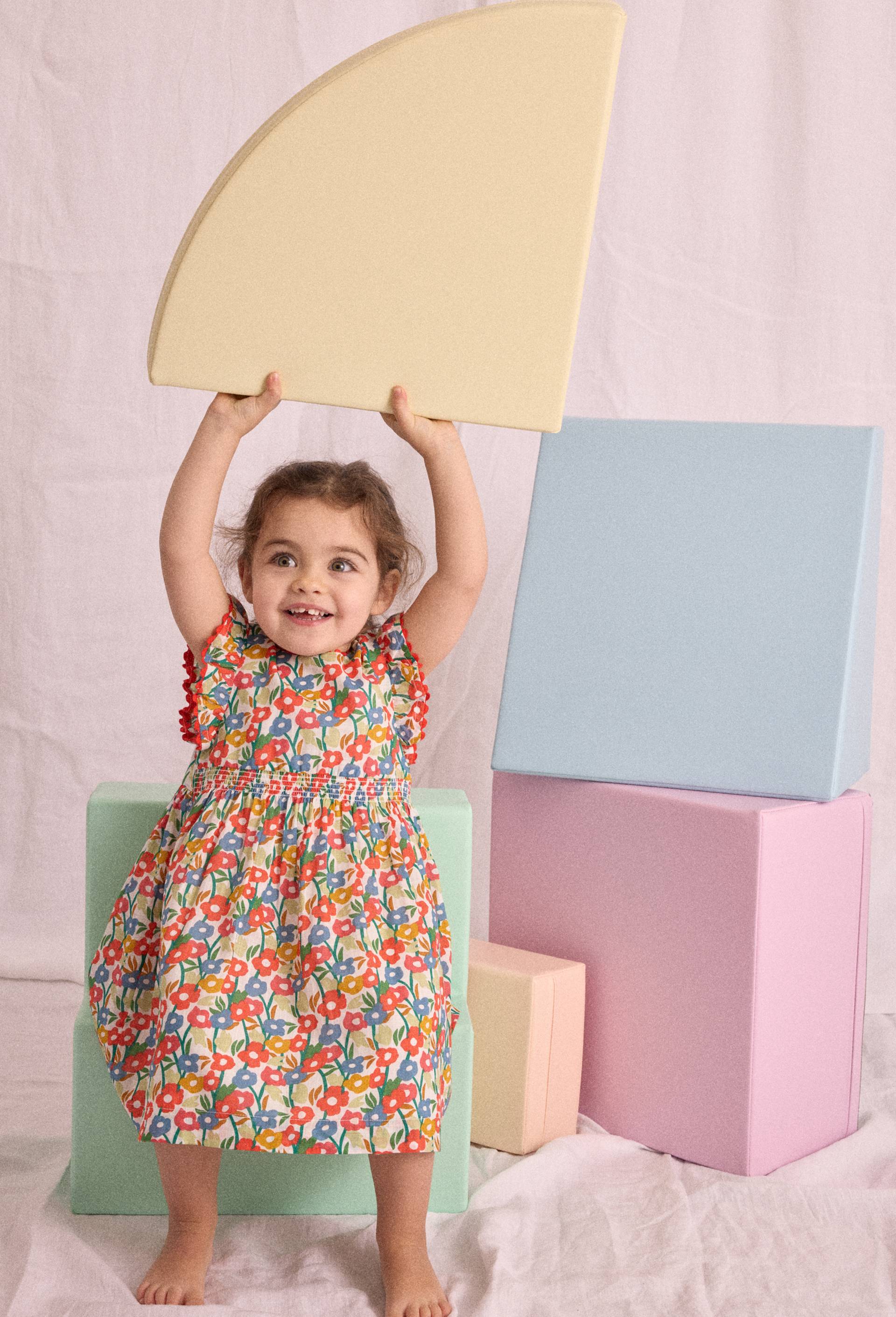 Robe avec bloomer imprimés en coton BIO GOTS, Ecru, large image number 0.0