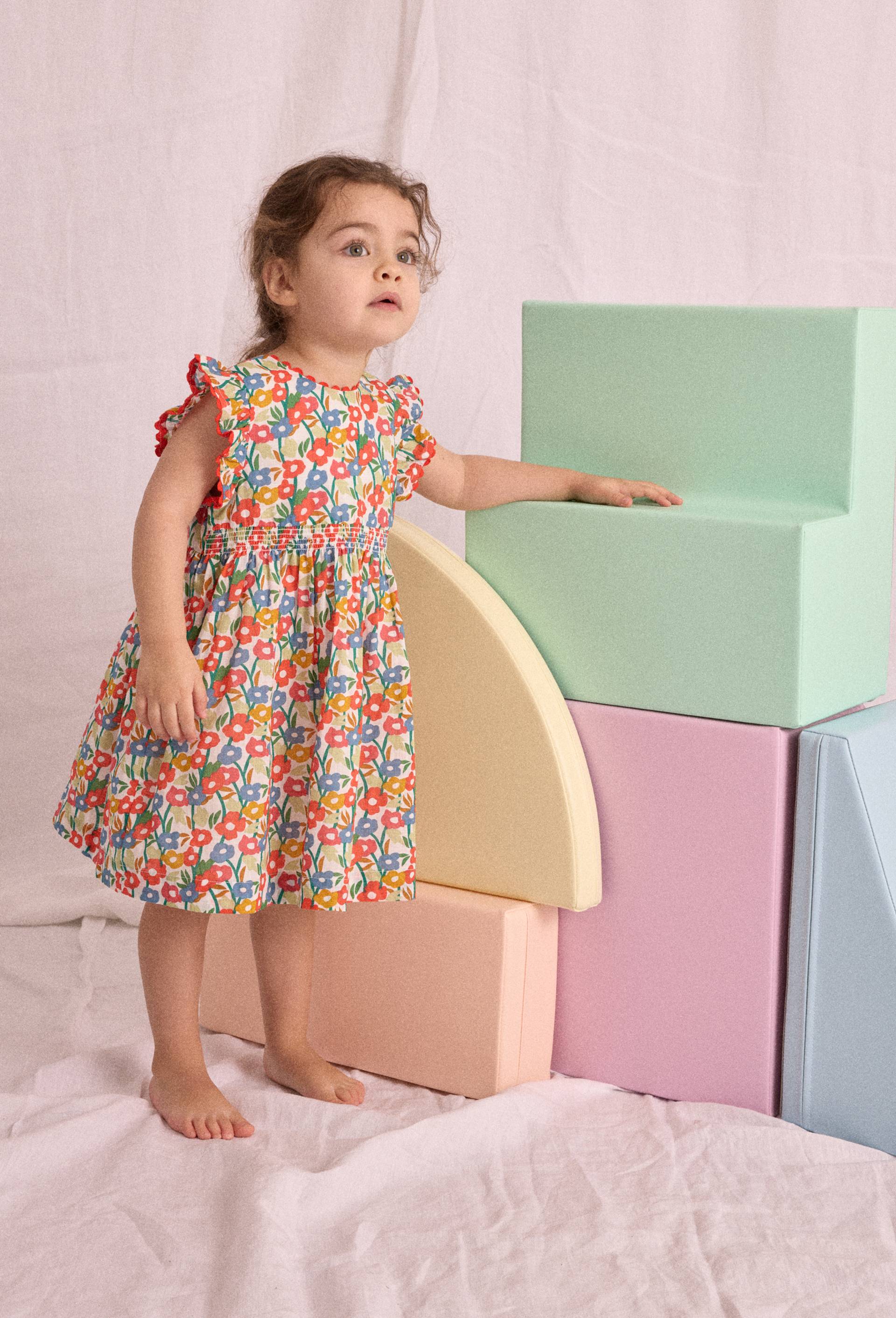 Robe avec bloomer imprimés en coton BIO GOTS, Ecru, large image number 1