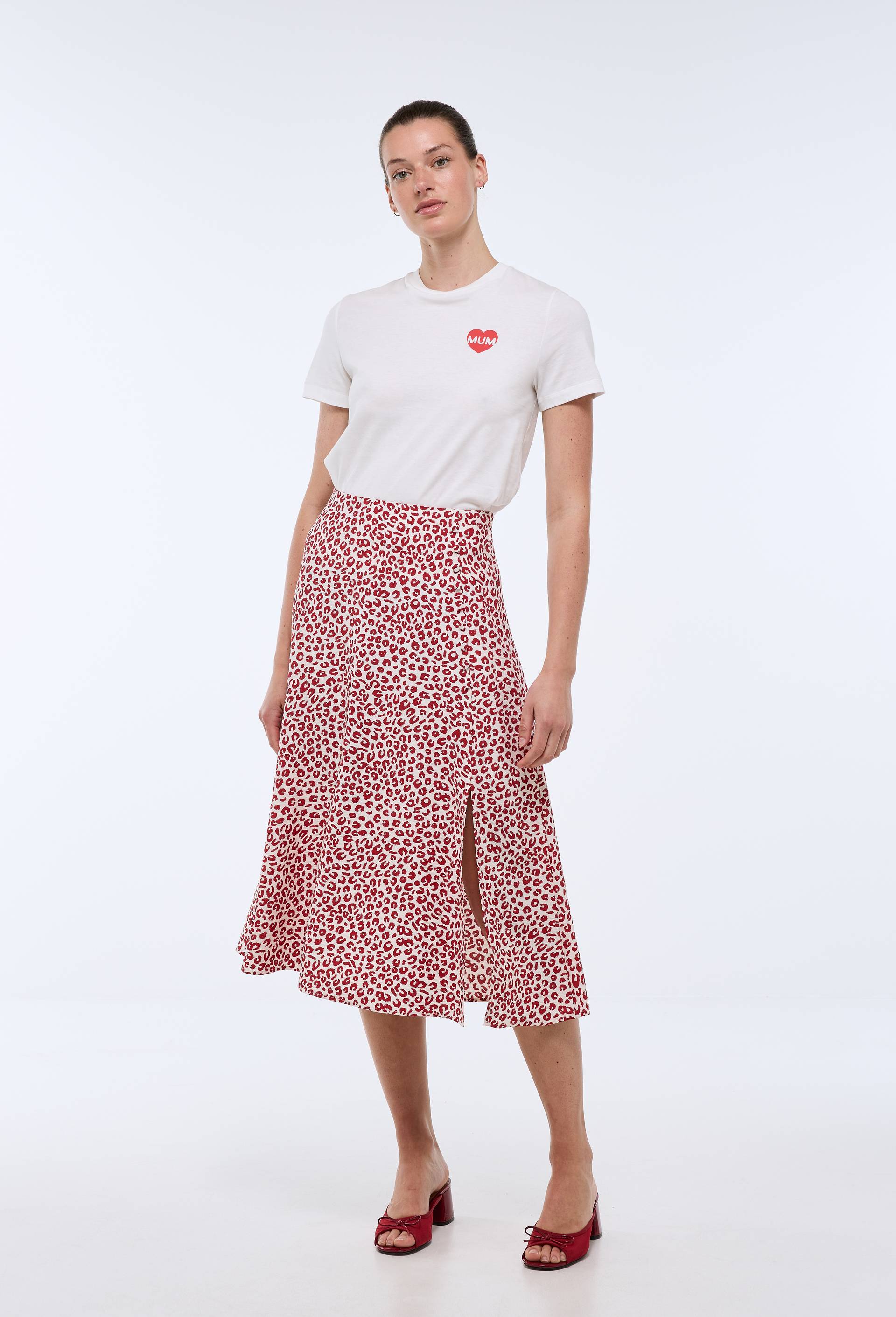 Jupe midi imprim&eacute;e, Beige clair, large image number 0