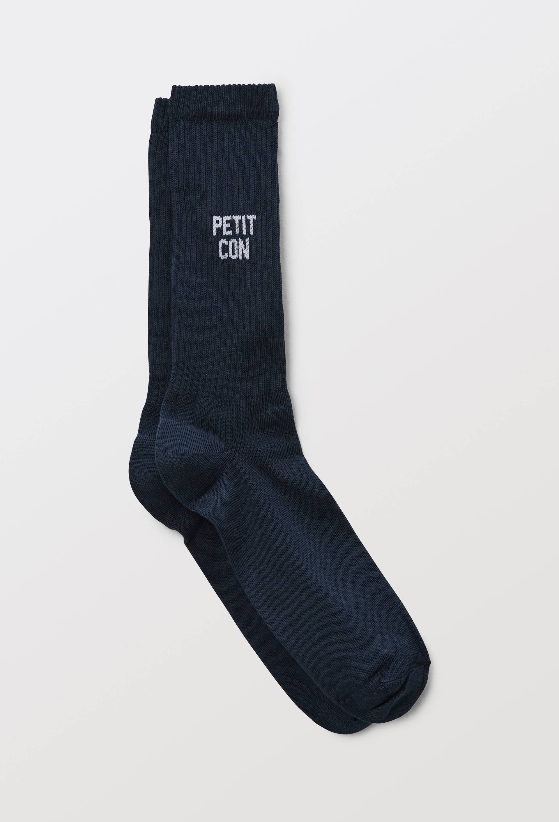 Chausettes en coton &agrave; texte "Petit Con", Bleu fonc&eacute;, large image number 0