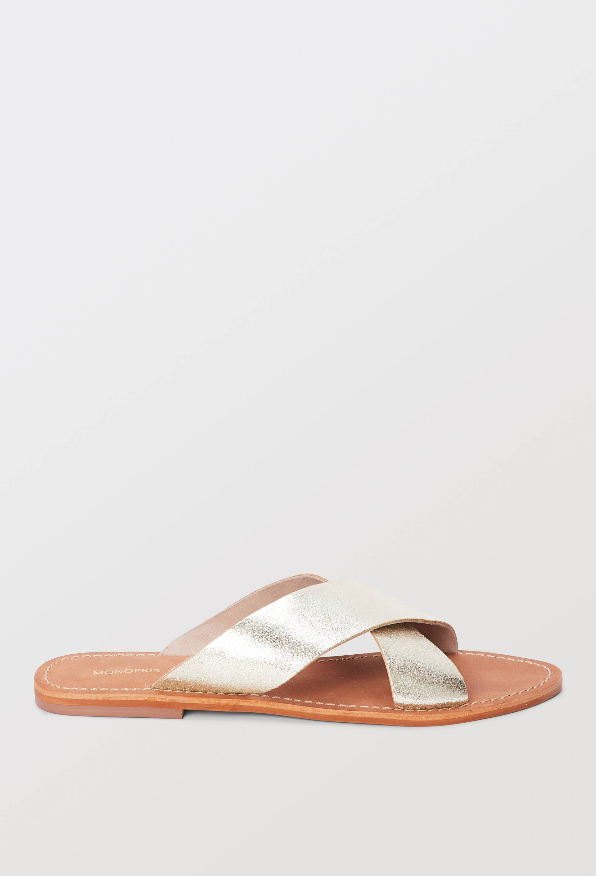 Claquette en cuir, Or, large image number 0