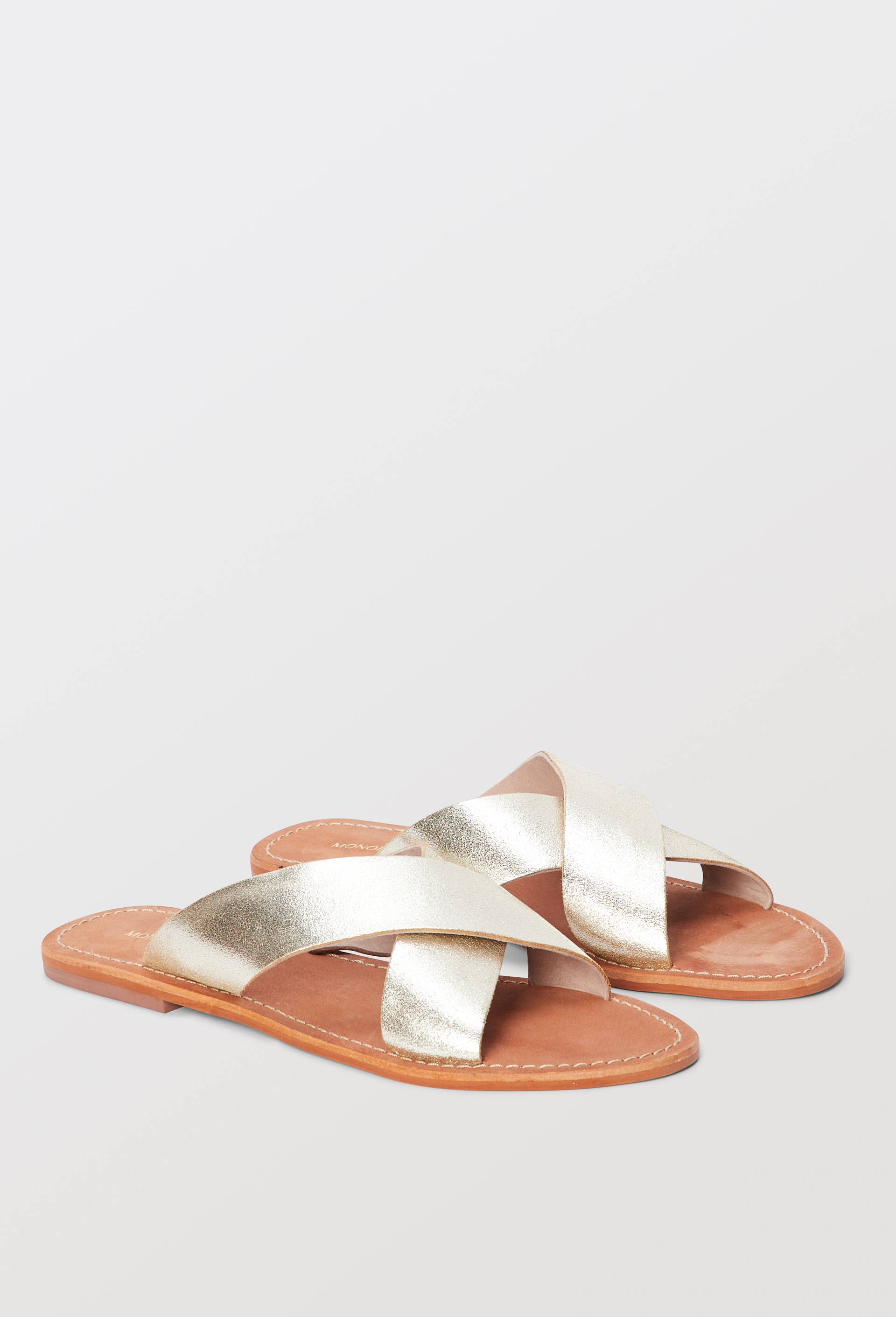 Claquette en cuir, Or, large image number 1.0