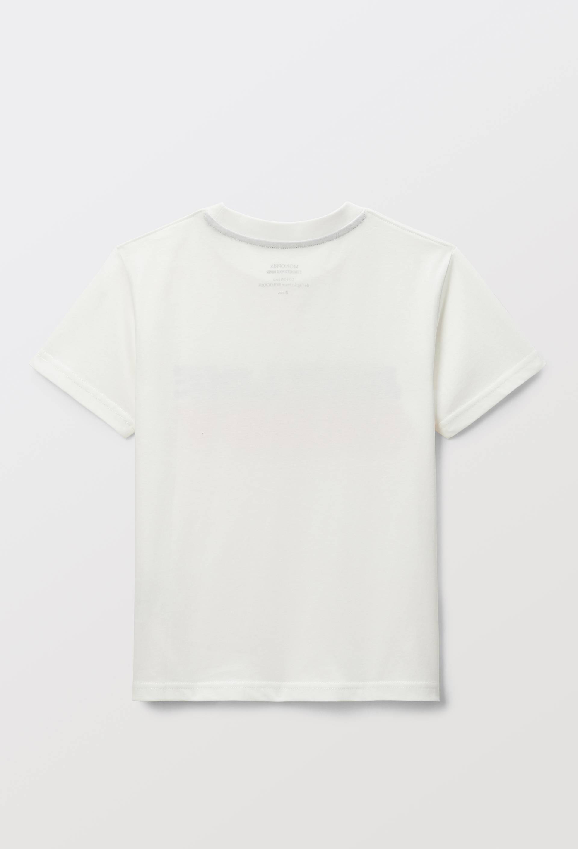T-shirt manches courtes &agrave; inscription en coton BIO GOTS, Ecru, large image number 2