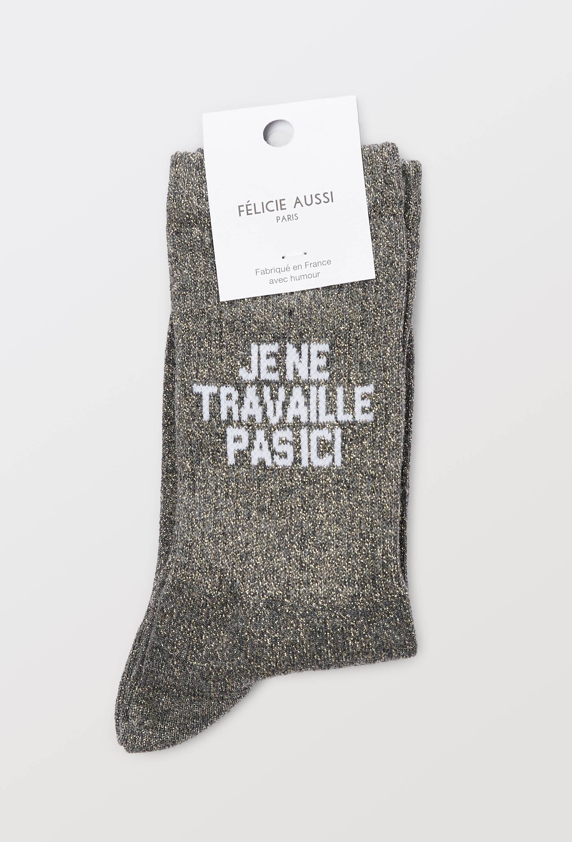 Paire de chaussettes en coton et lurex F&eacute;licie Aussi, Brun, large image number 2