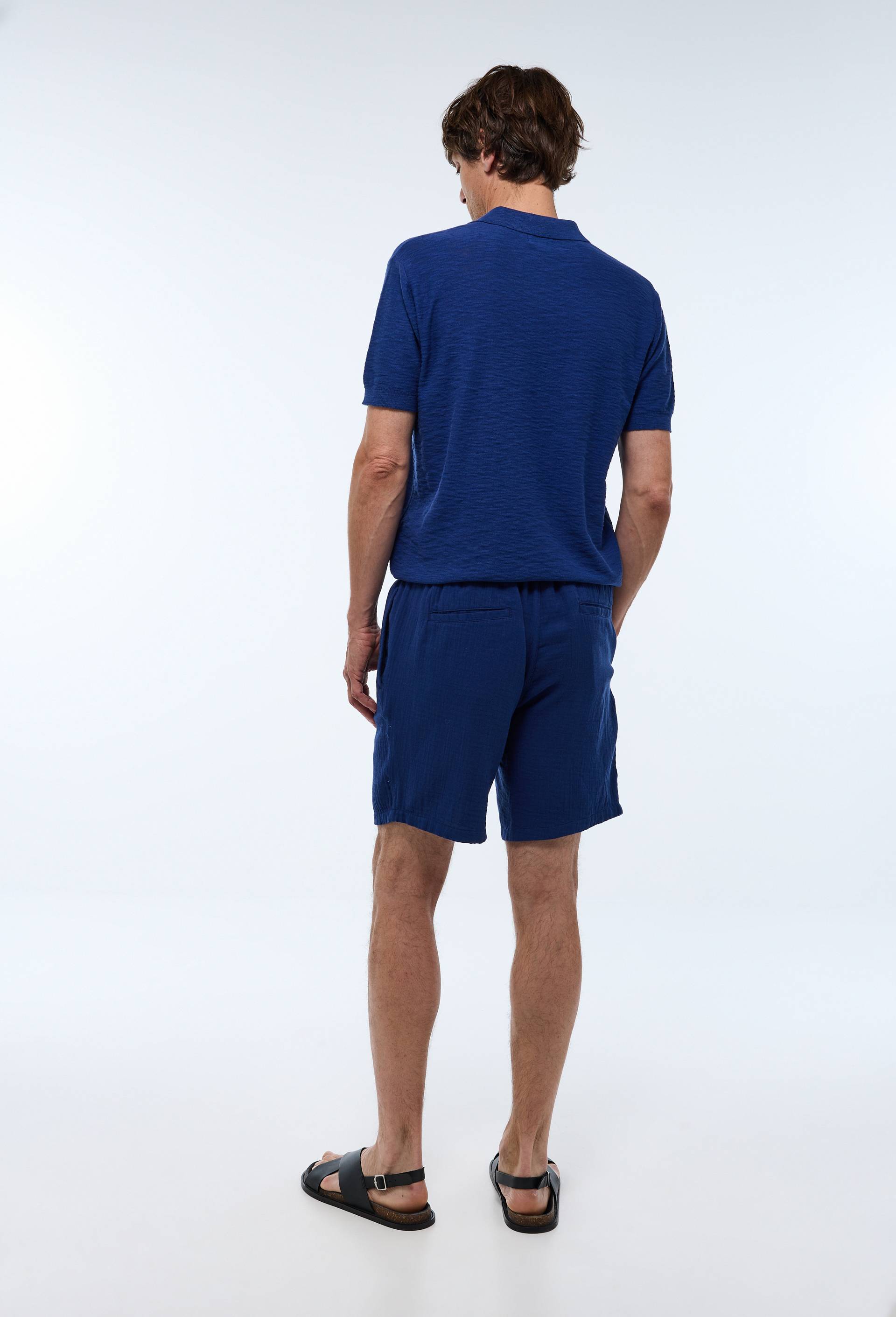 Short en gaze de coton BIO GOTS, Bleu fonc&eacute;, large image number 1