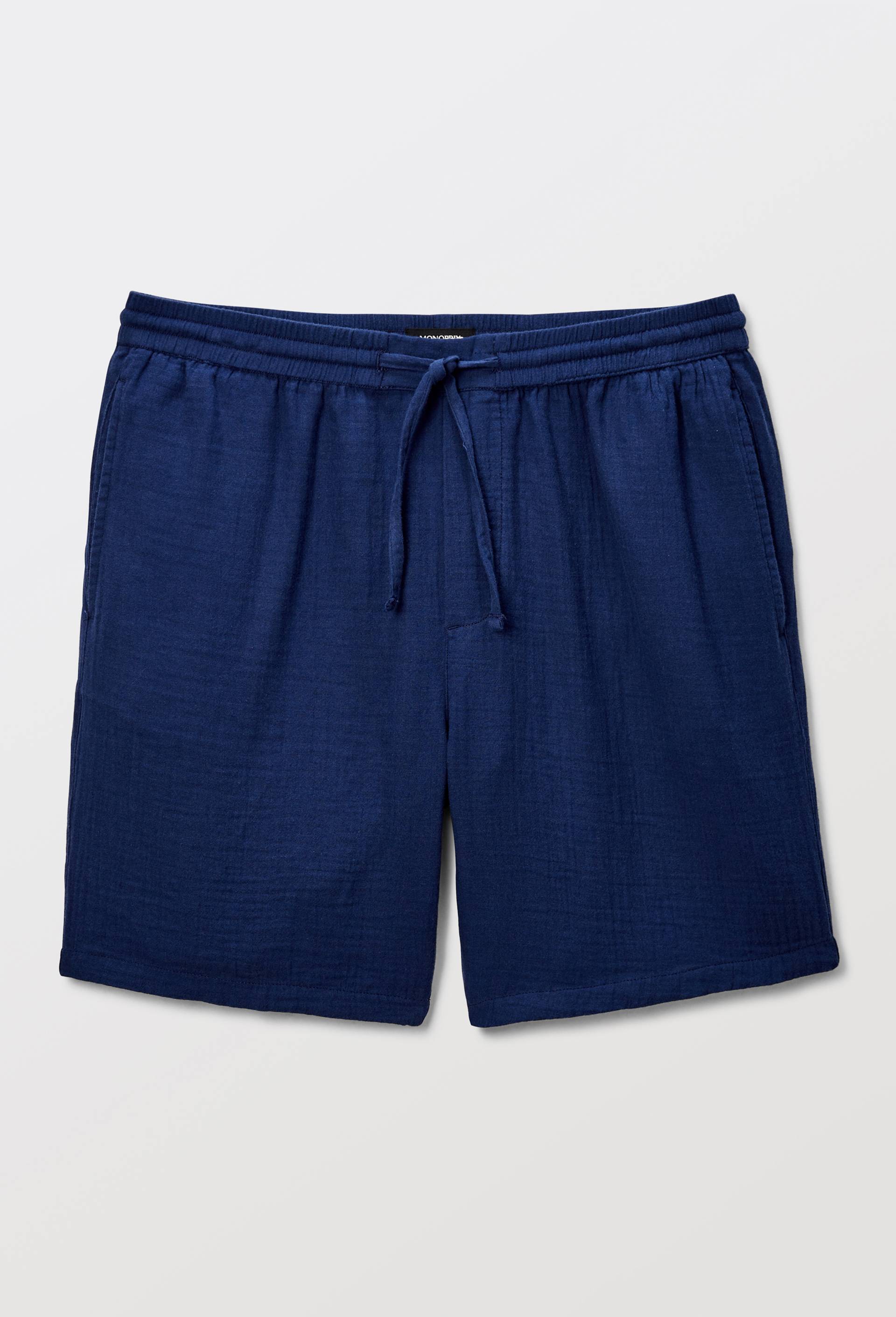 Short en gaze de coton BIO GOTS, Bleu fonc&eacute;, large image number 2