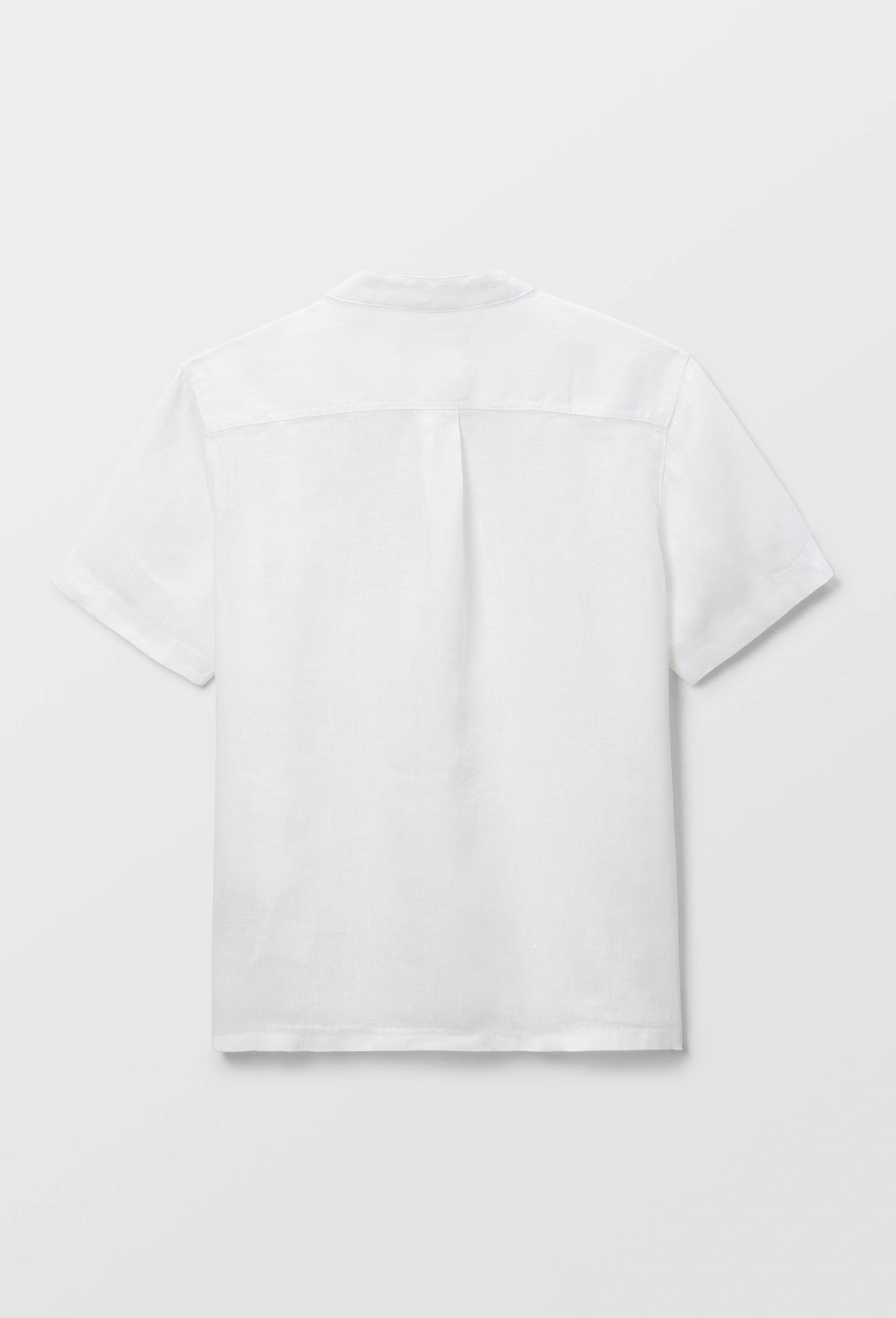 Chemise col mao manches courtes unie en 100% lin, Ecru, large image number 2