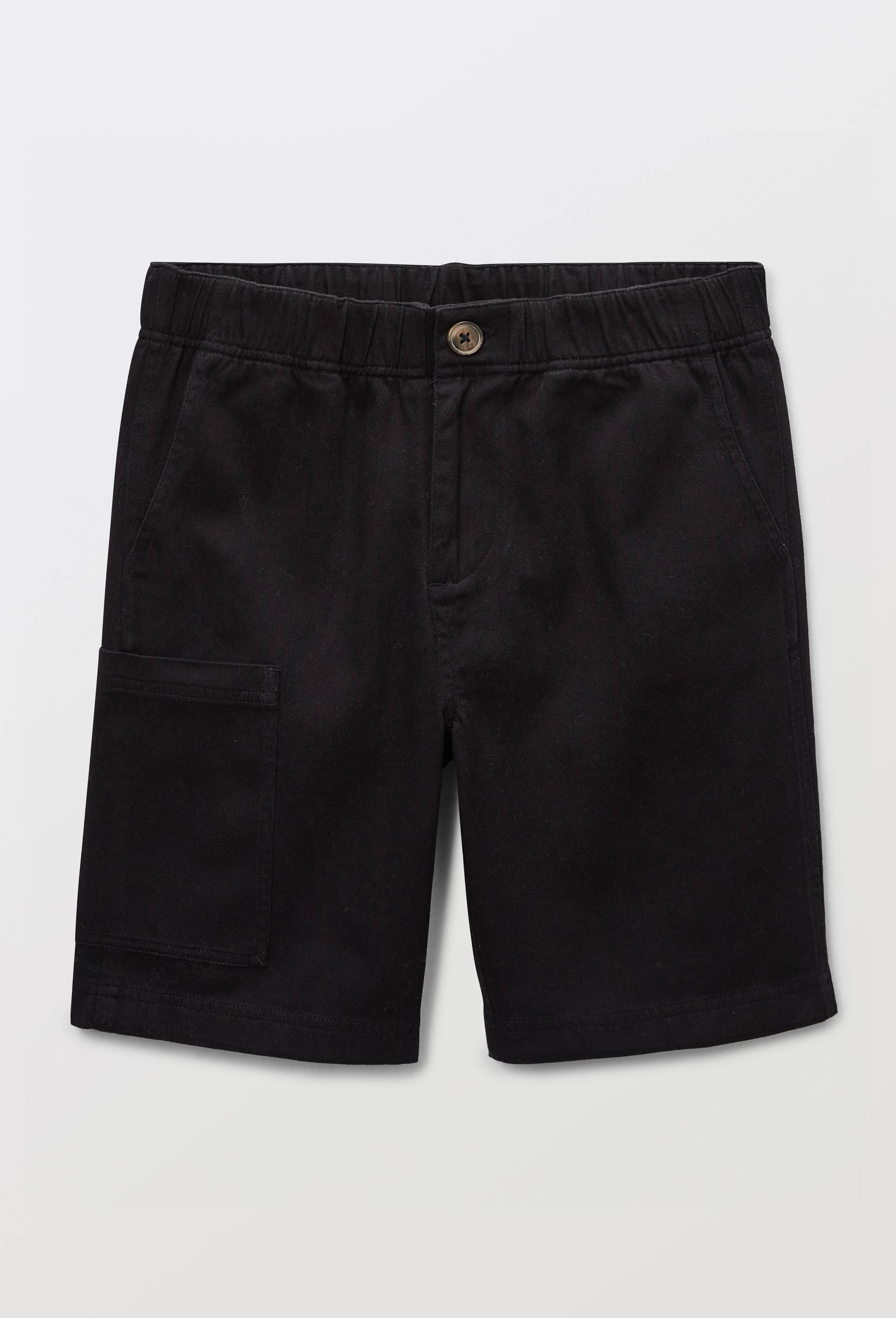 Short cargo uni en twill en coton, Noir, swatch image