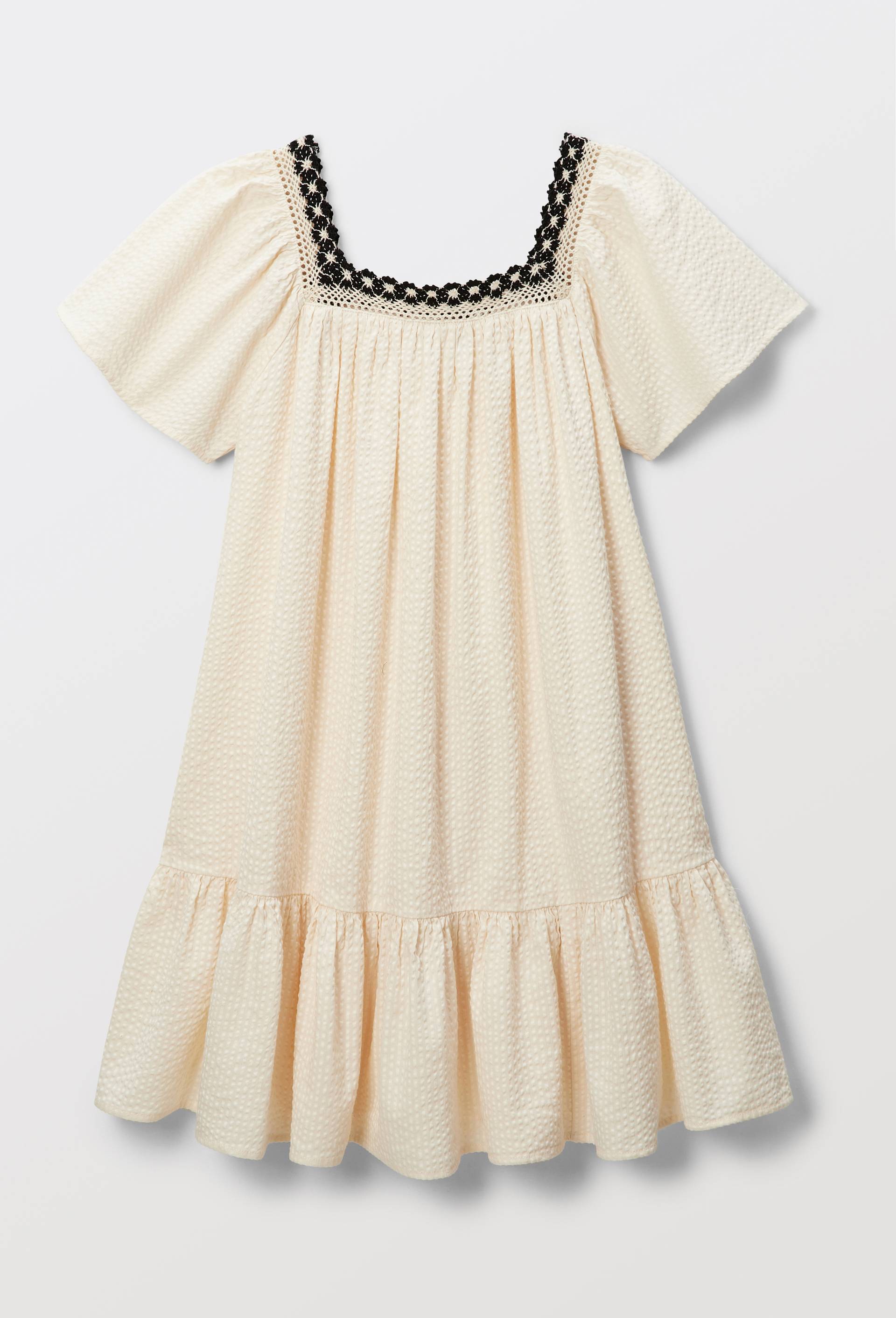 Robe manches volant&eacute;es en coton, Beige clair, large image number 4