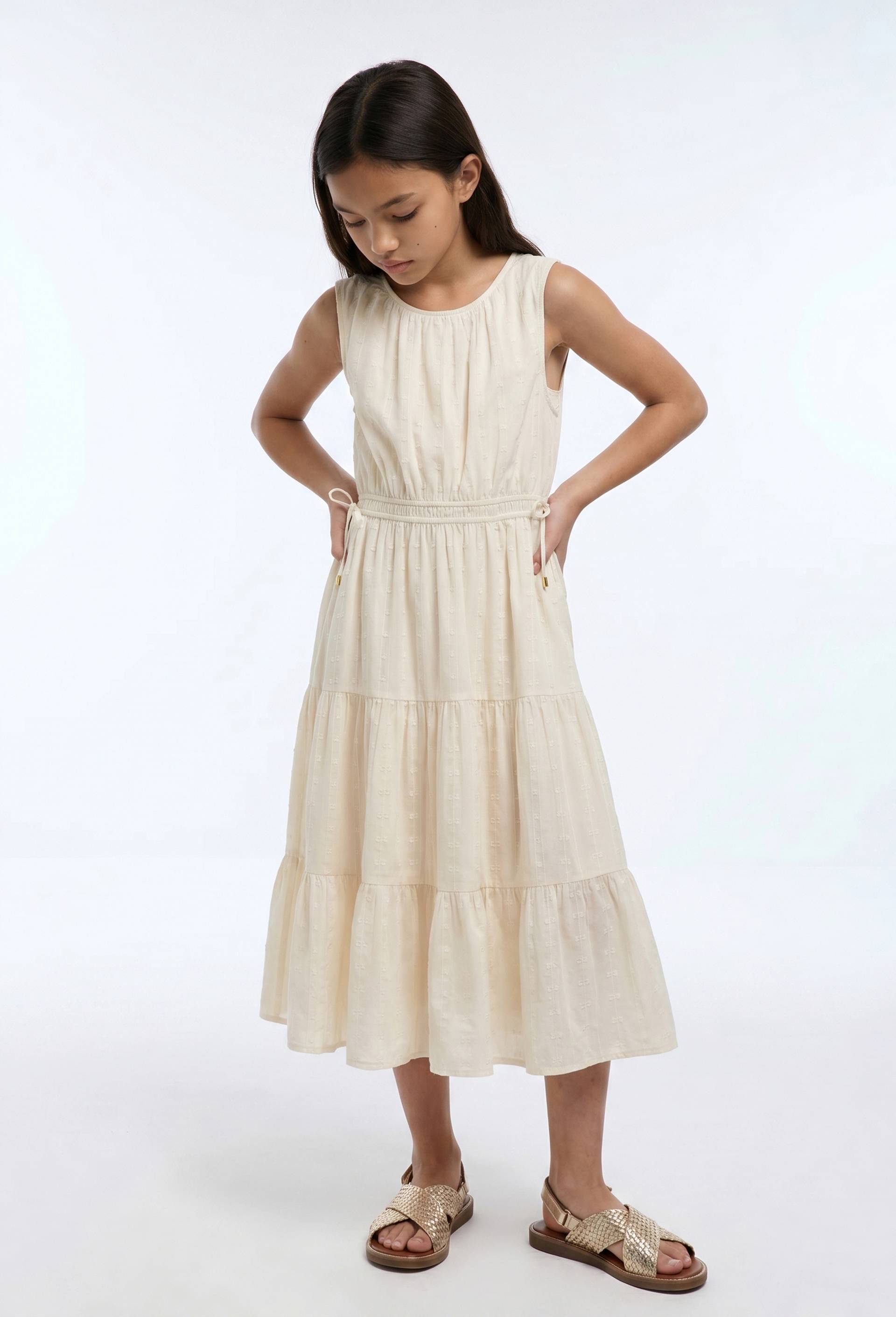 Robe longue unie en coton, Beige clair, large image number 0