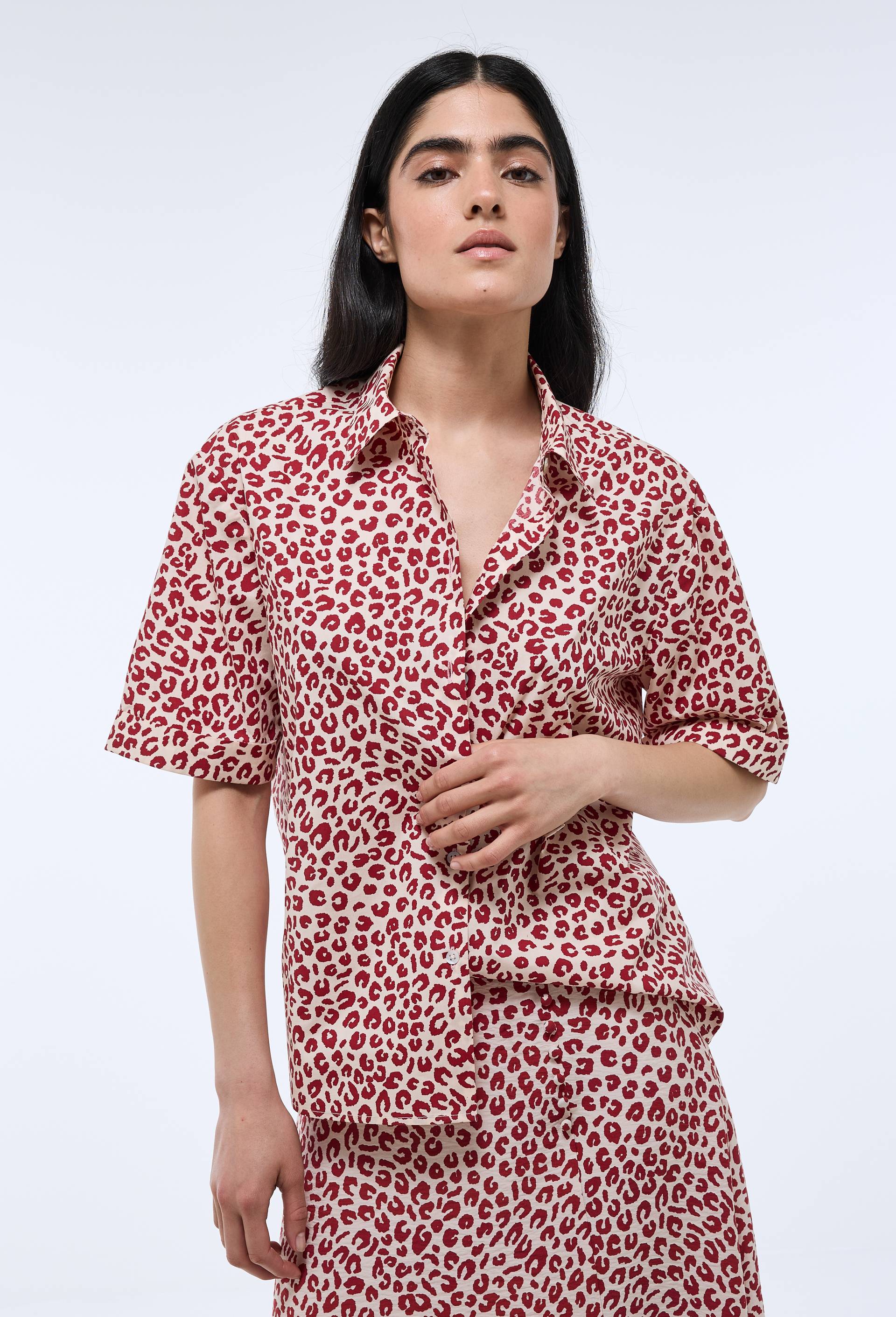 Chemise manches courtes imprimée en coton BIO GOTS, Beige clair, large image number 0
