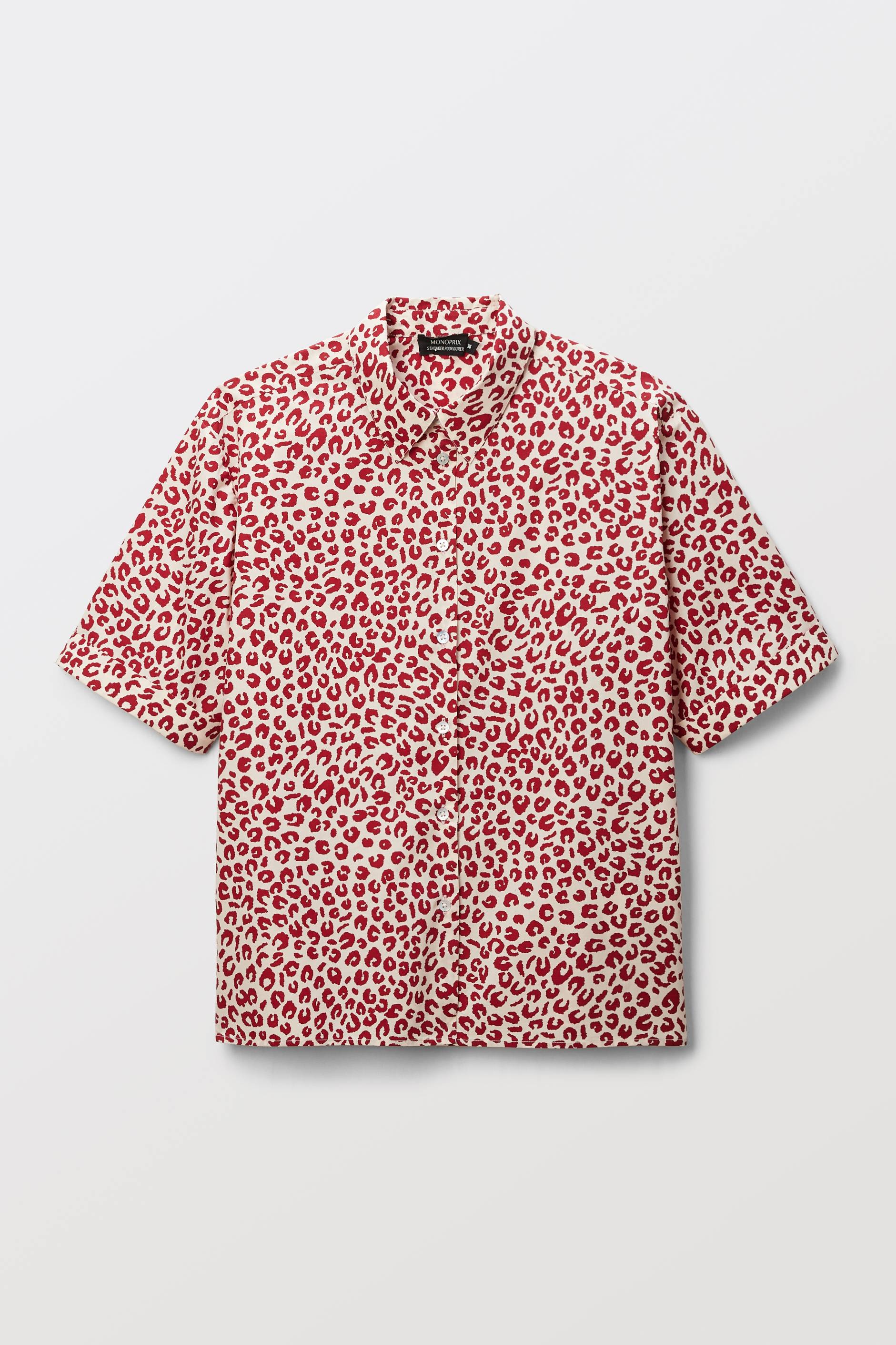 Chemise manches courtes imprimée en coton BIO GOTS, Beige clair, large image number 2.0