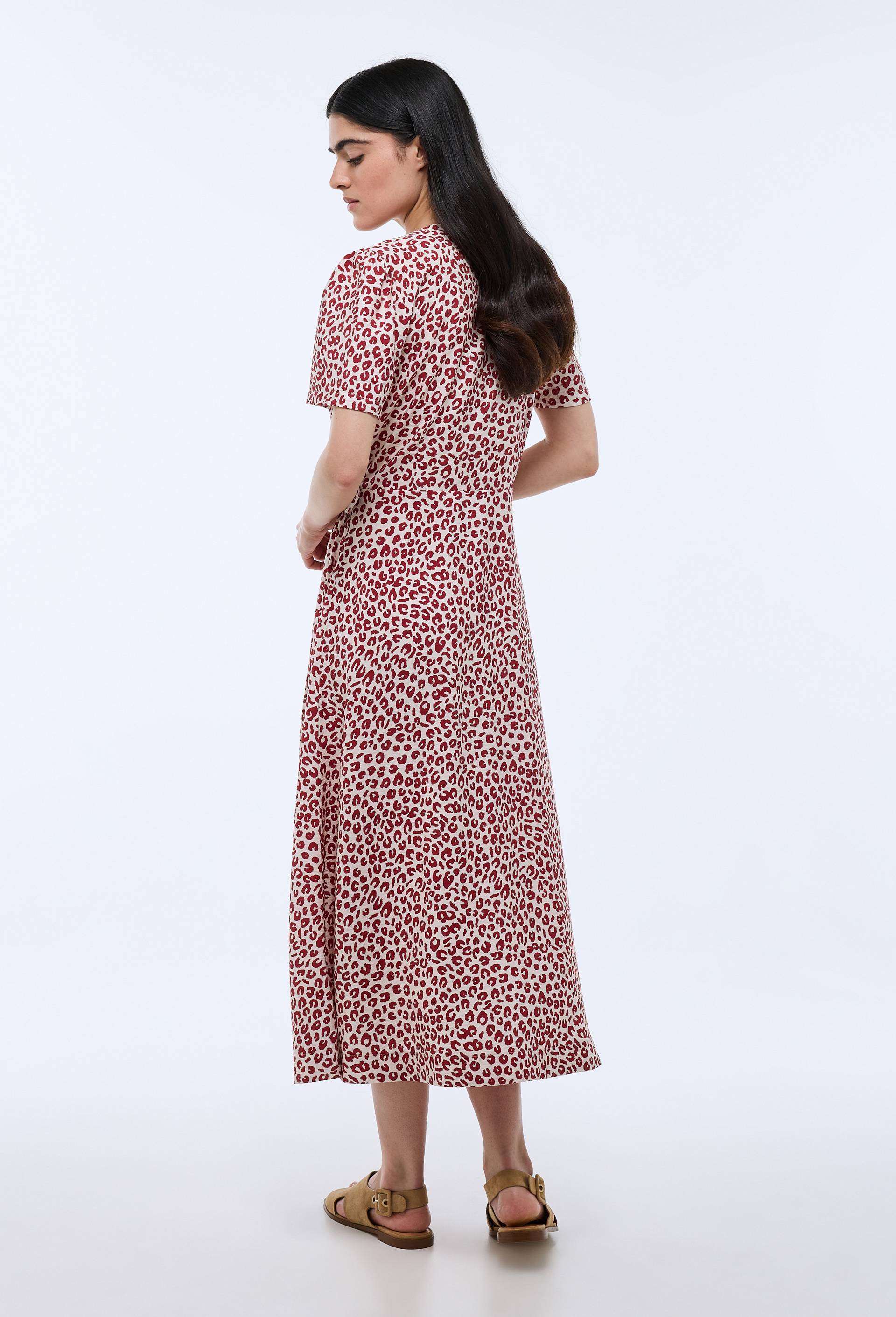 Robe midi cache-coeur imprim&eacute;e, Beige clair, large image number 1
