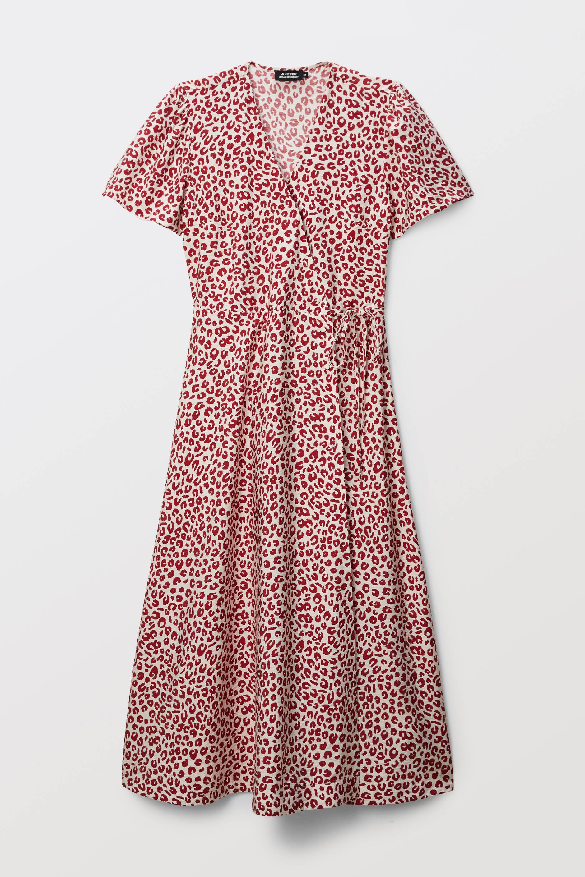 Robe midi cache-coeur imprim&eacute;e, Beige clair, large image number 2.0