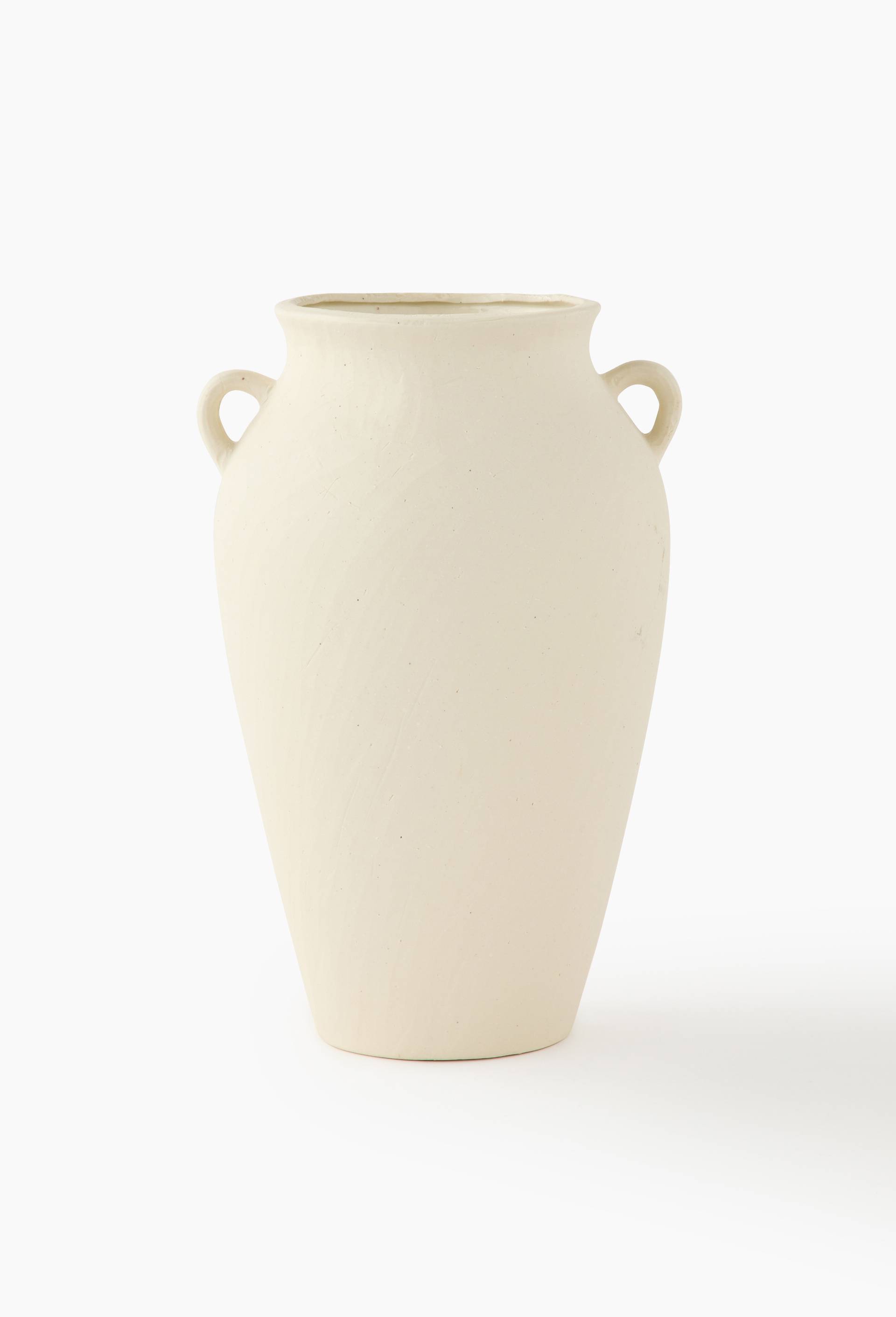 Grand vase anses, 22xH33,4cm, en c&eacute;ramique, Ecru, large image number 1
