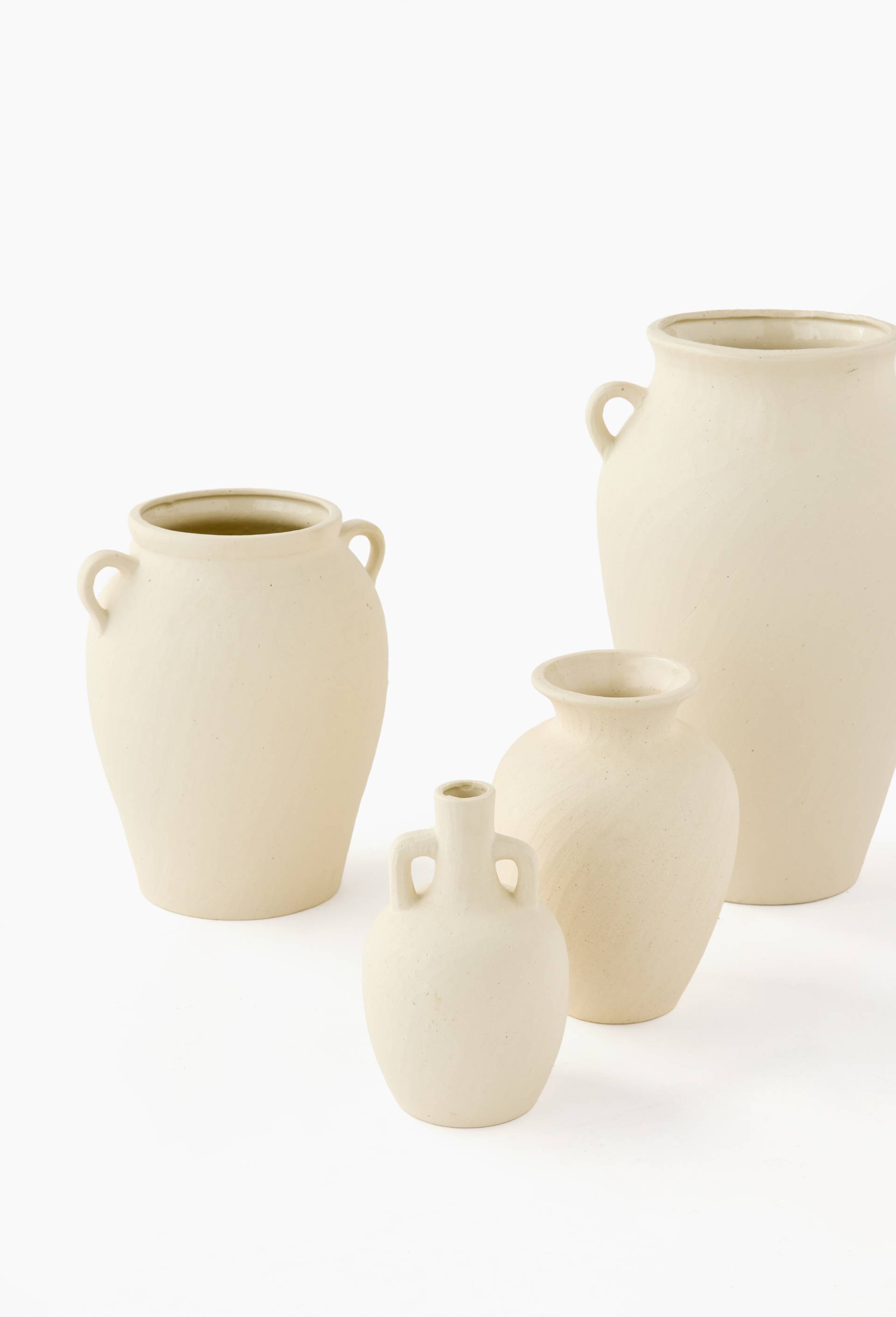Grand vase anses, 22xH33,4cm, en c&eacute;ramique, Ecru, large image number 2