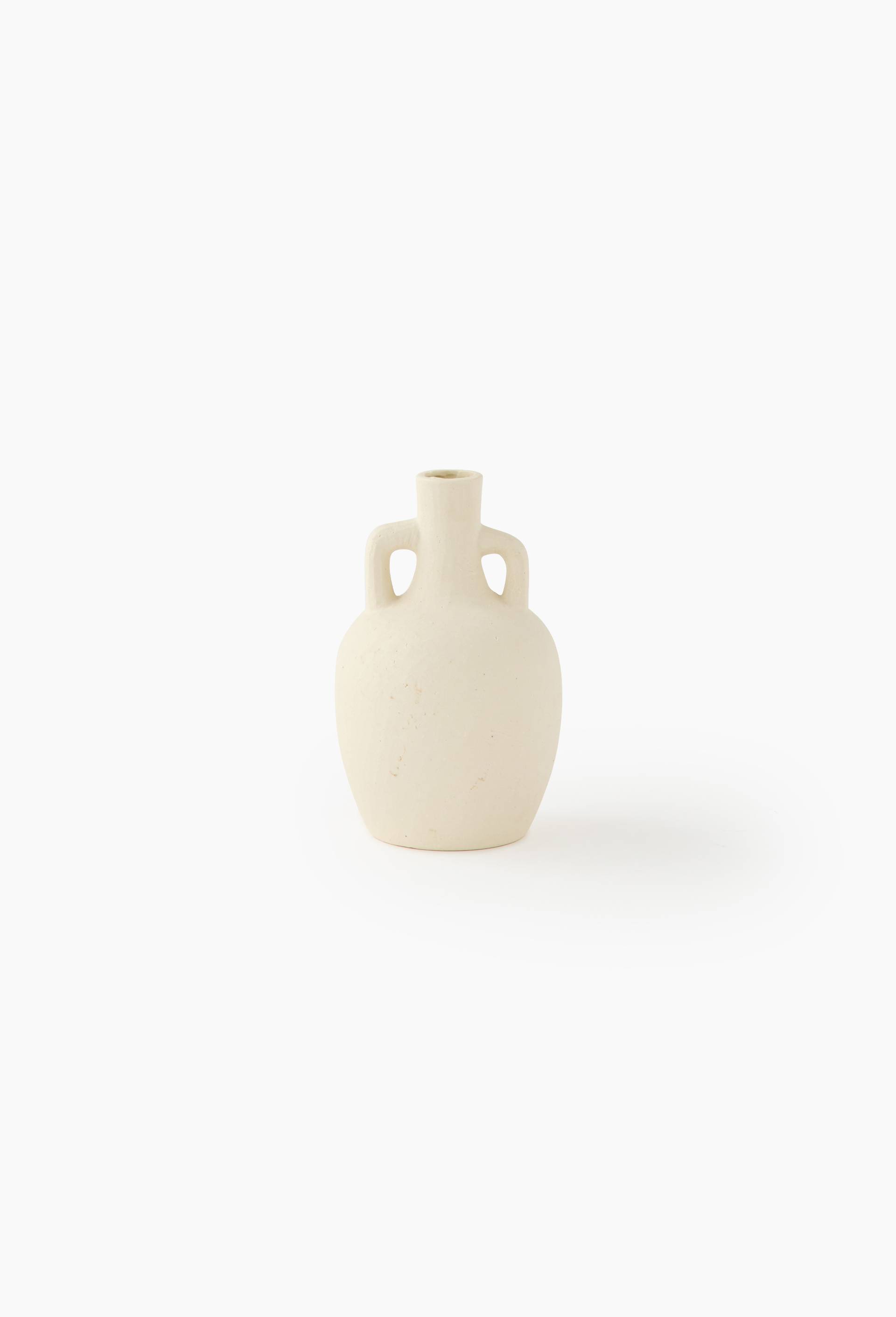 Vase bec anses, 10,5xH16,8cm, en c&eacute;ramique, Ecru, large image number 0